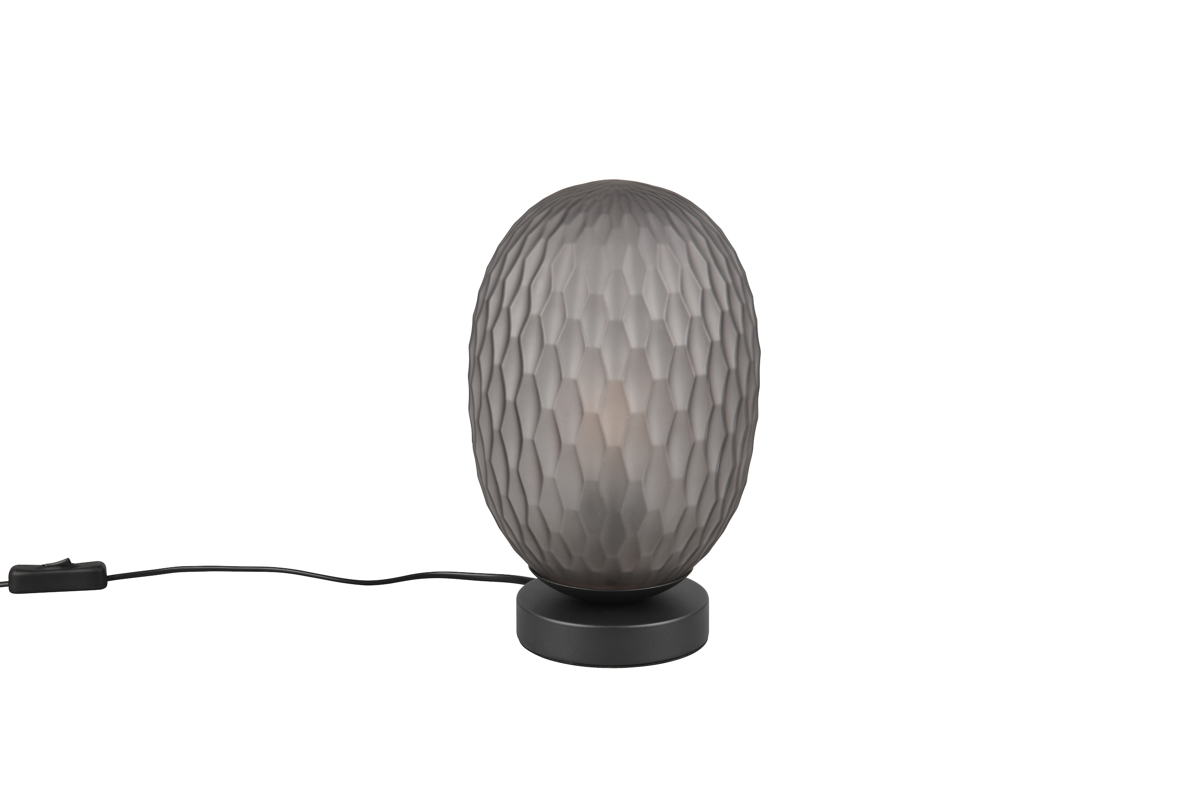 TRIO Leuchten Tischleuchte »FACETTE, Nachttischlampe mit Glas-Schirm Ø 18cm, Schnurschalter« E27 1 Stk. warmweiß - kaltweiß exkl. Leuchtmittel 1x E27 max 25W, Höhe 29cm, Tischlampe Schlafzimmer