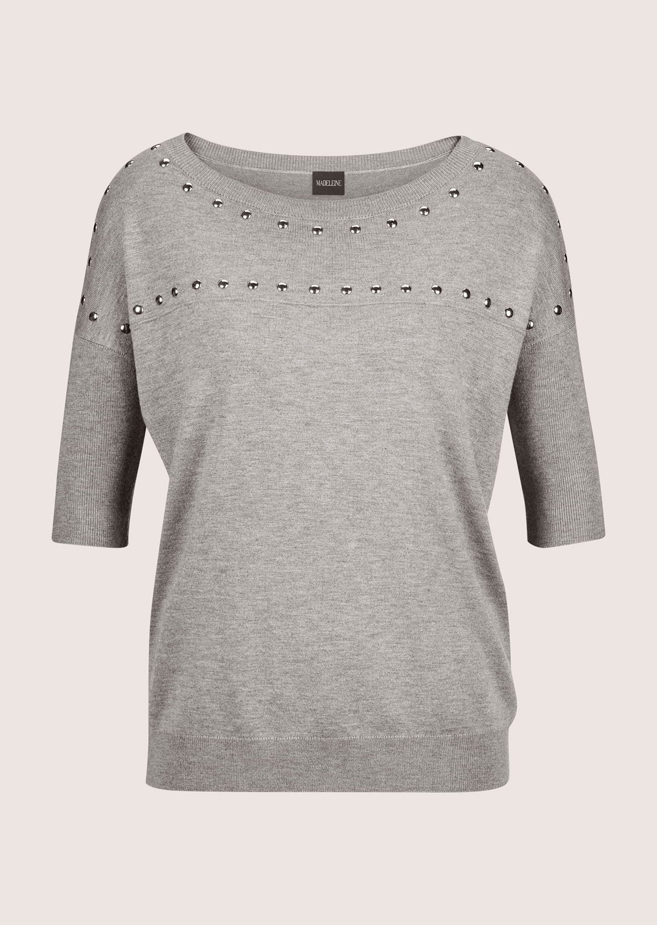 MADELEINE Longpullover "Pullover Halbarm-Pullover mit Ziersteinen" günstig online kaufen