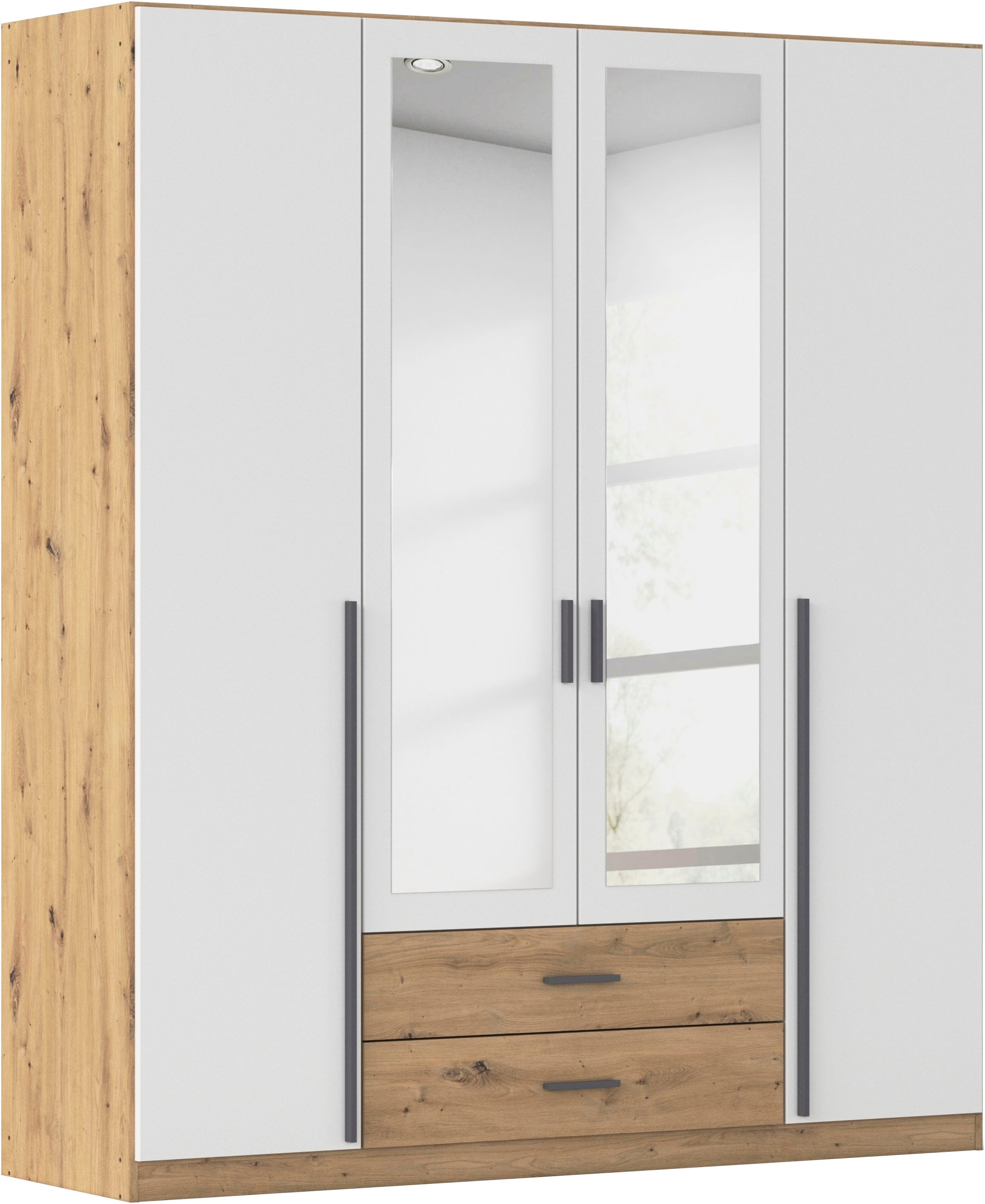 rauch Kleiderschrank "Schrank Garderobe Ankleide GAMMA Breiten 91/136/181/226/271/315/360 cm" in 3 Ausstattungen BASIC/CLASSIC/PREMIUM (inkl. SOFT-CLOSE-Funktion), verschiedene Griff-Varianten, mit Spiegel TOPSELLER MADE IN GERMANY