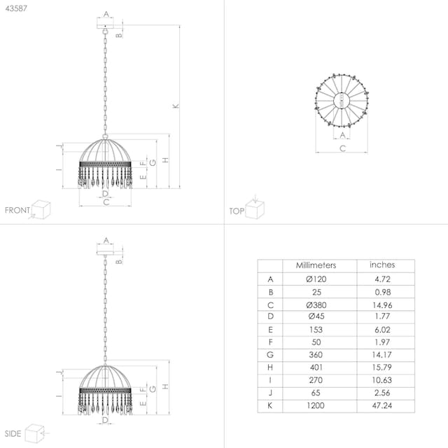 EGLO Hängeleuchte »STEELEVILLE«, Hängeleuchte in braun und weiß aus Stahl -  exkl. E27 - 1X40W | BAUR