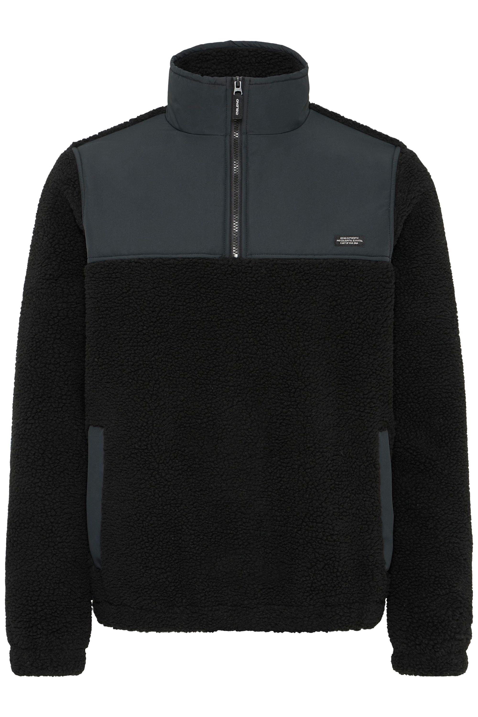 Plüschjacke BLEND "BHTortex", Herren, Gr. M, schwarz, 100% Polyester, normal normal, ohne Ausschnitt, elastischer Bund, Jacken, Lässiger Troyer in Teddy-Optik