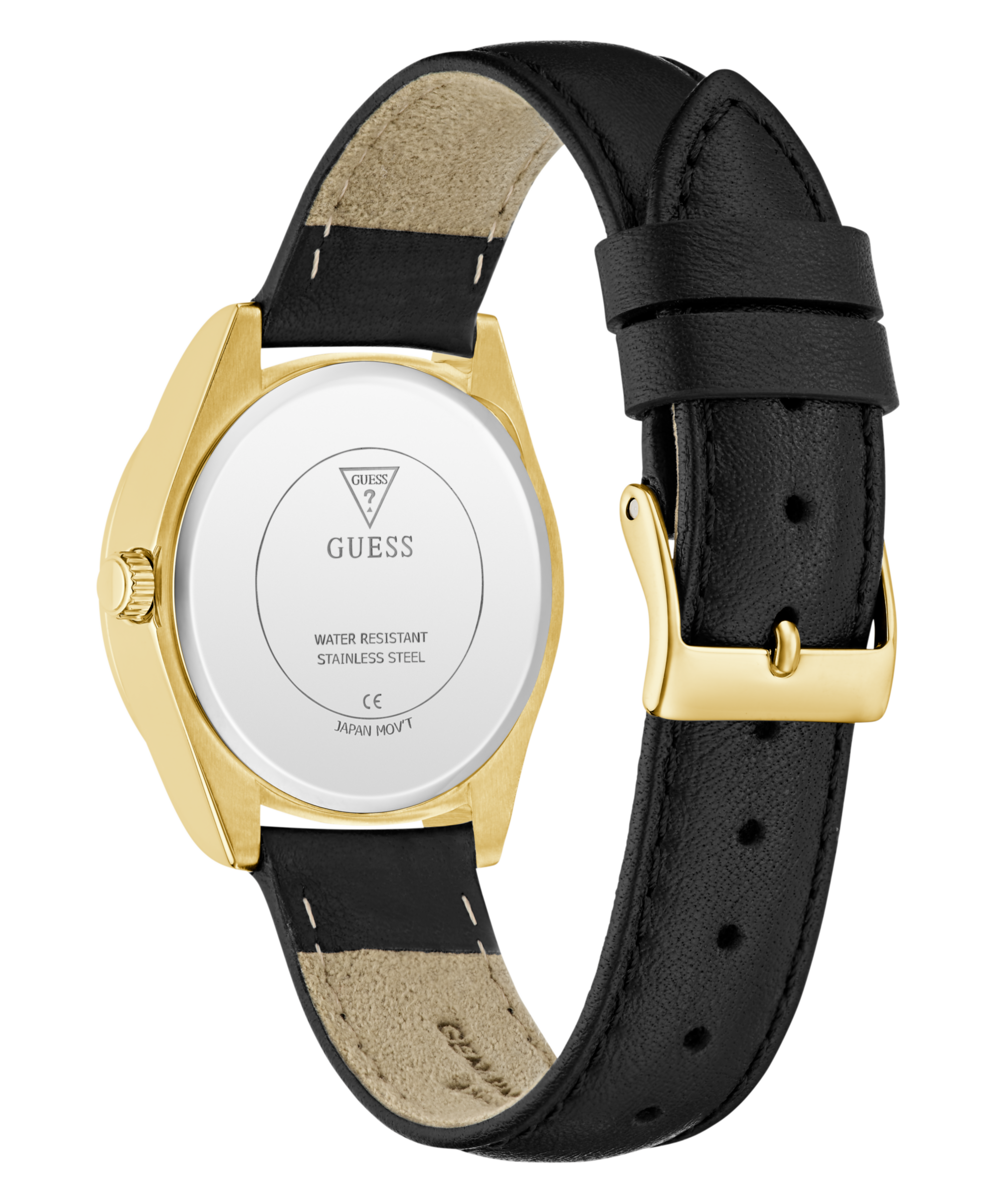 Guess Quarzuhr »BOA« Armbanduhr, Damenuhr, Lederarmband, Kristallsteine