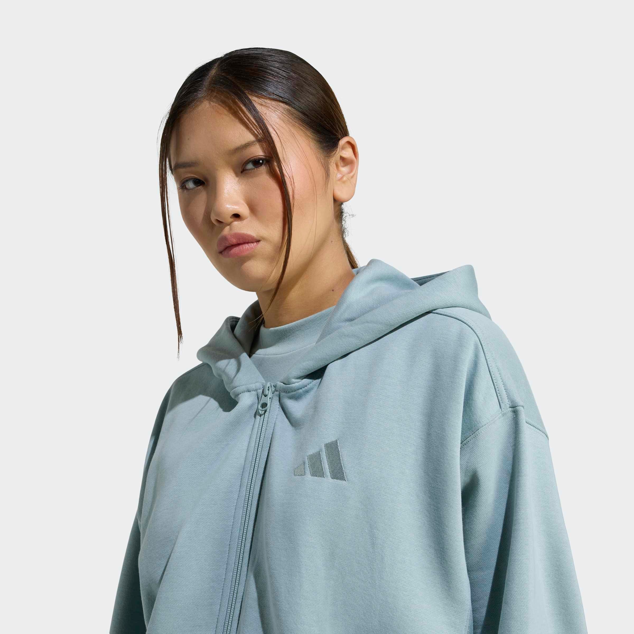 Kapuzensweatshirt ADIDAS SPORTSWEAR "W ALL SZN FZ HD", Damen, Gr. L, wosa, Obermaterial: 70% Baumwolle, 30% Polyester, Sweatshirts 3