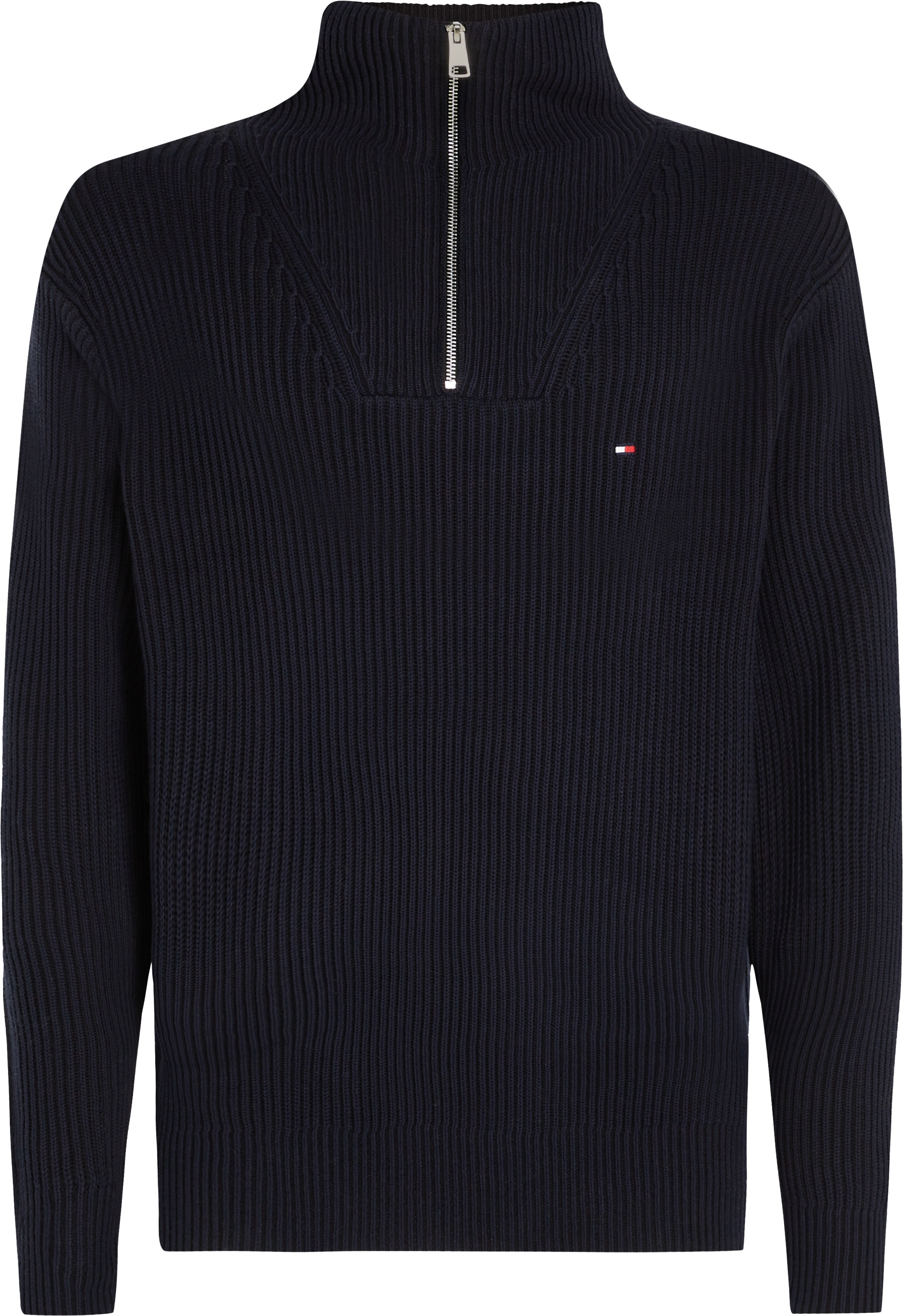 Tommy Hilfiger Big & Tall Stehkragenpullover "BT-CHUNKY CTN RIB NAUTICAL ZM-B", in Großen Größen, Logostickerei