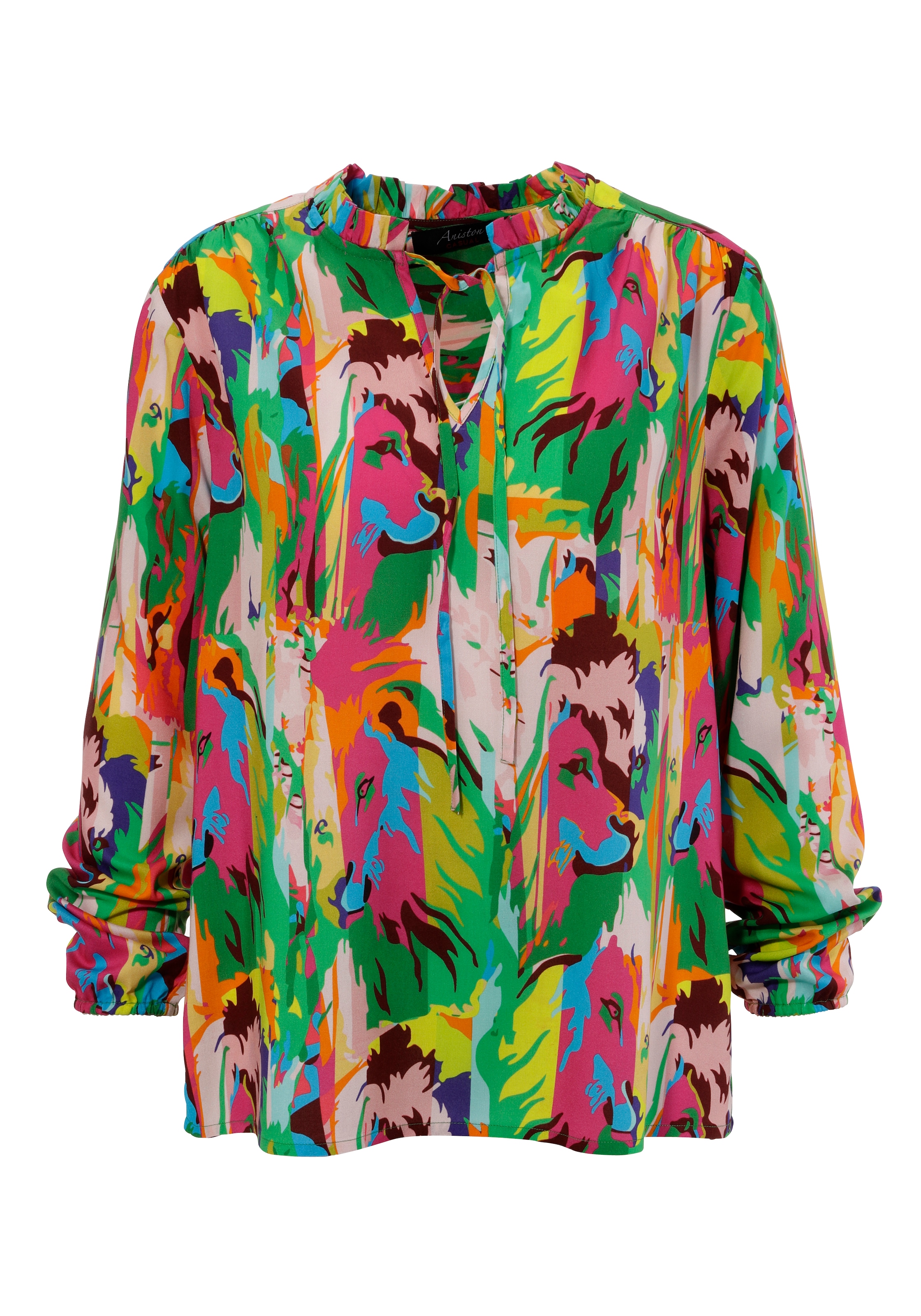 Aniston CASUAL Schlupfbluse, mit Löwenköpfen im farbenfrohen Dschungel-Print - NEUE KOLLEKTION