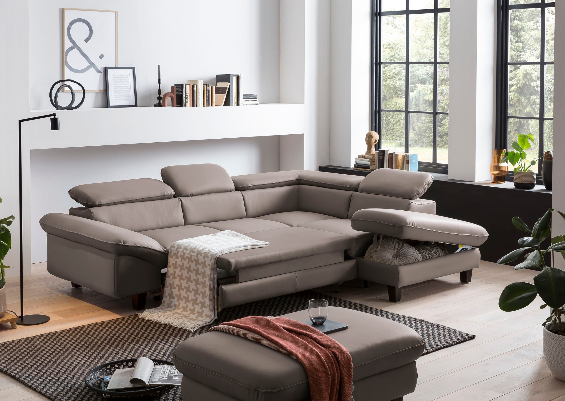Home affaire Ecksofa »Pilot L-Form«, mit Kopfteilverstellung, wahlweise mit Bettfunktion & Bettkasten