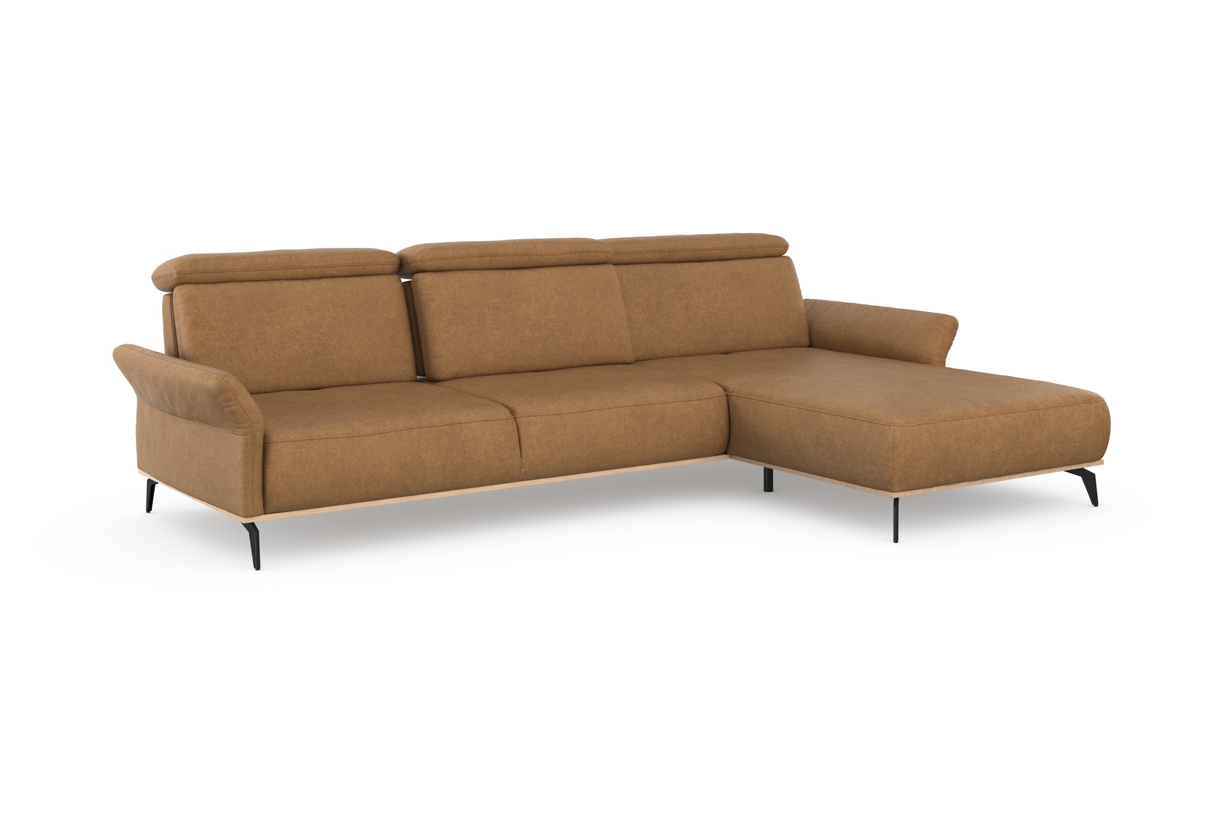 Places of Style Ecksofa »Fjord L-Form«, massiv, wahlweise mit Armlehnfunktion, Kopf- Sitztiefenverstellung