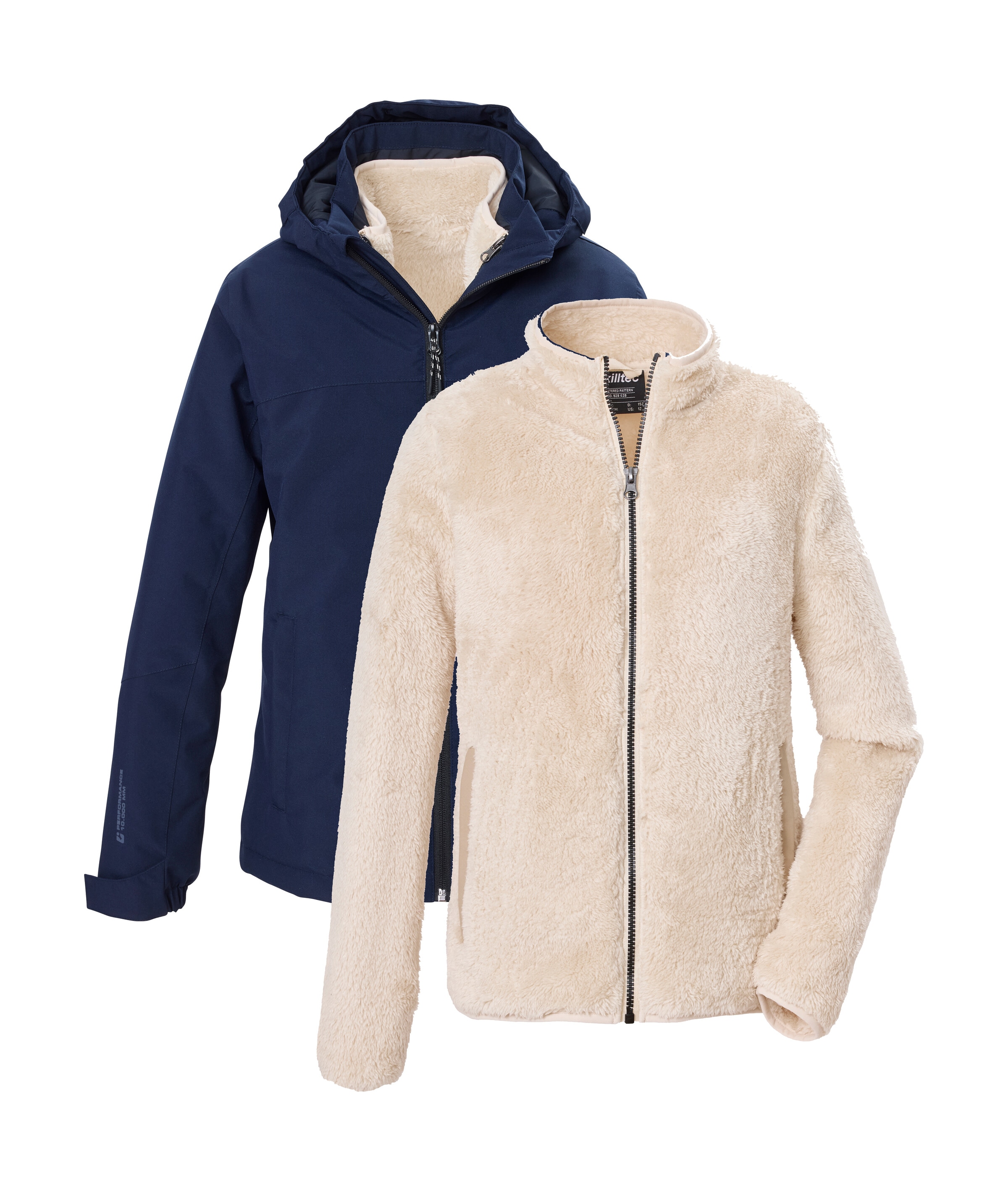 Killtec 3-in-1-Funktionsjacke "KOW 167 GRLS JCKT" 3 in 1 Kinderjacke: wasserdicht, Fleece-Innenjacke, Teflon EcoElite™