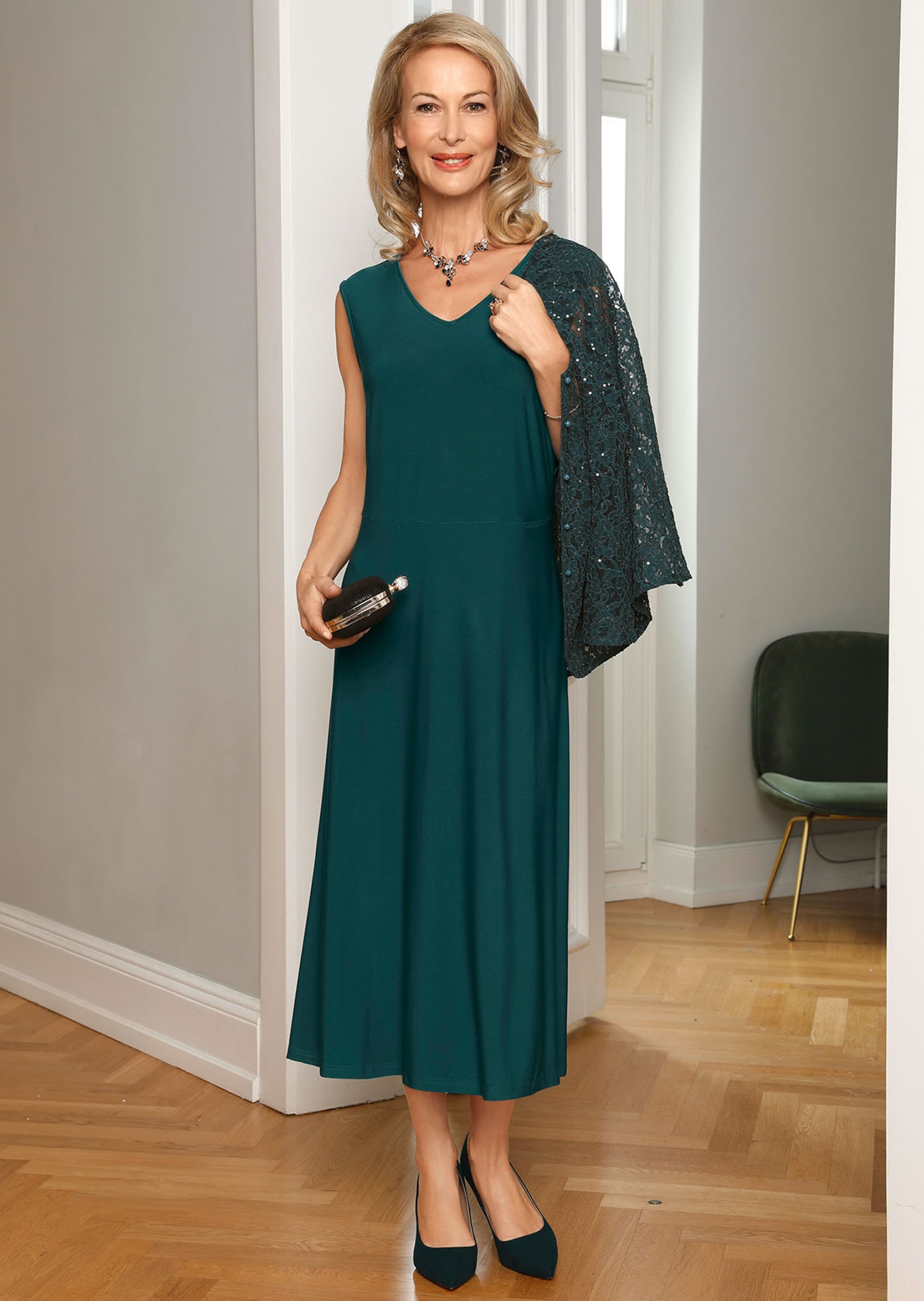 Thumbnail - GOLDNER 2-in-1-Kleid "Kurzgröße Kleid mit Spitzenjacke, Pailletten" Auch einzeln tragbar und vielseitig zu kombinieren