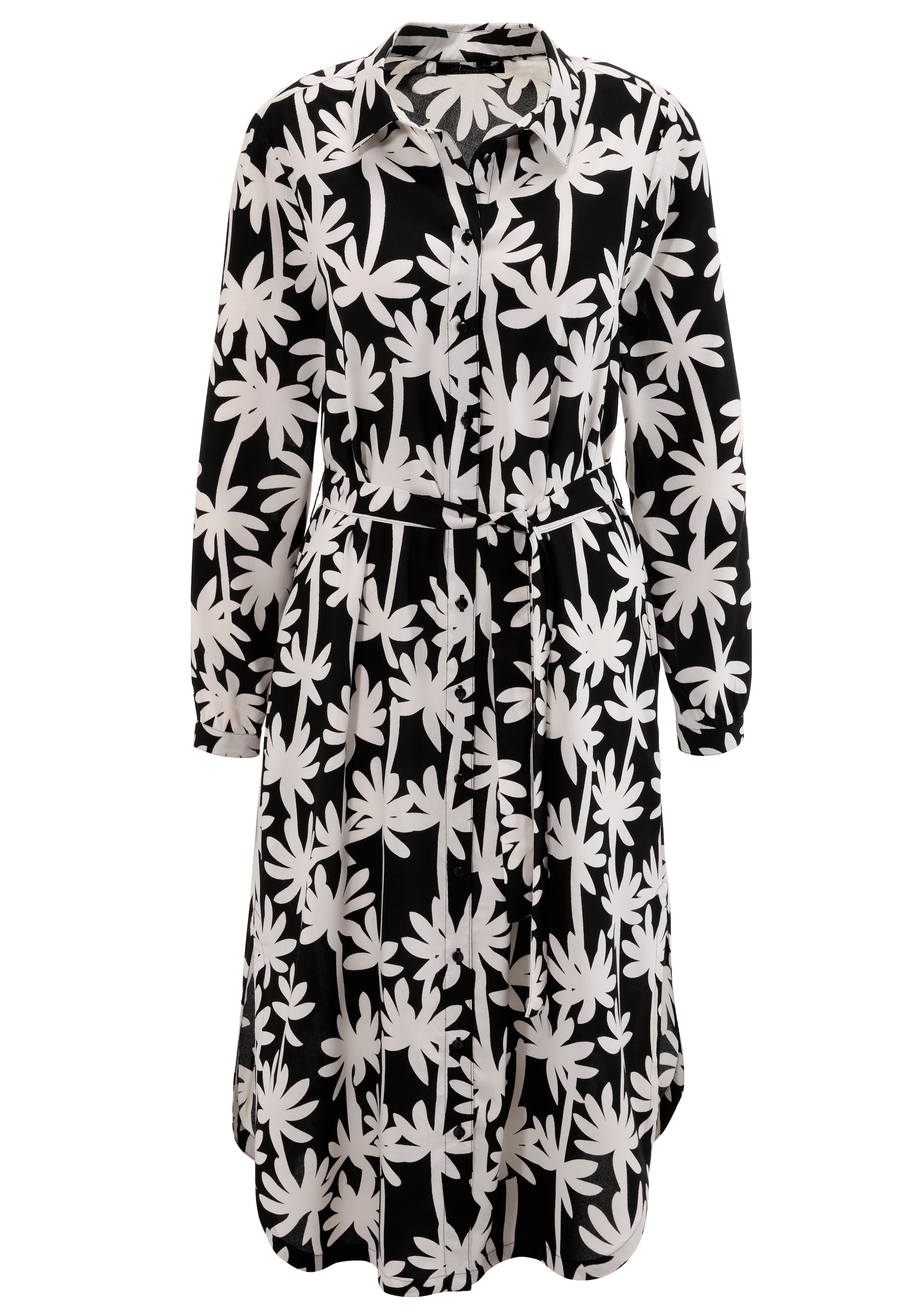 Aniston SELECTED Hemdblusenkleid, mit edler Palmen-Musterung - NEUE KOLLEKTION