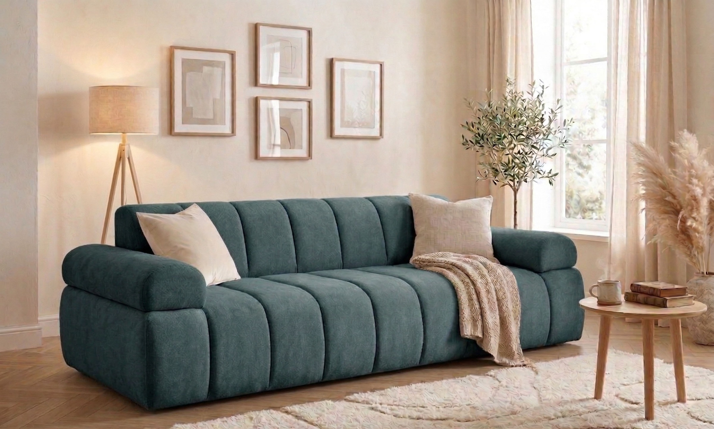 Home affaire 3-Sitzer "LYOTH Design-Sofa, moderne Steppung, Breite 220 cm" mit Wellenunterfederung, gemütlich und modern, komfortables Sitzgefühl