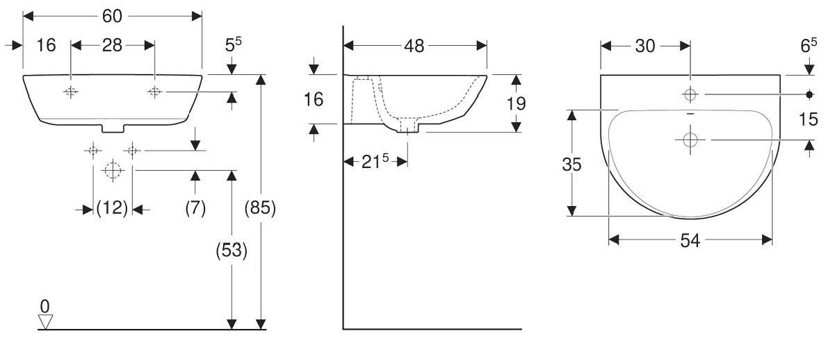 GEBERIT Waschbecken »Komplettset Renova New«, inkl. Hansgrohe