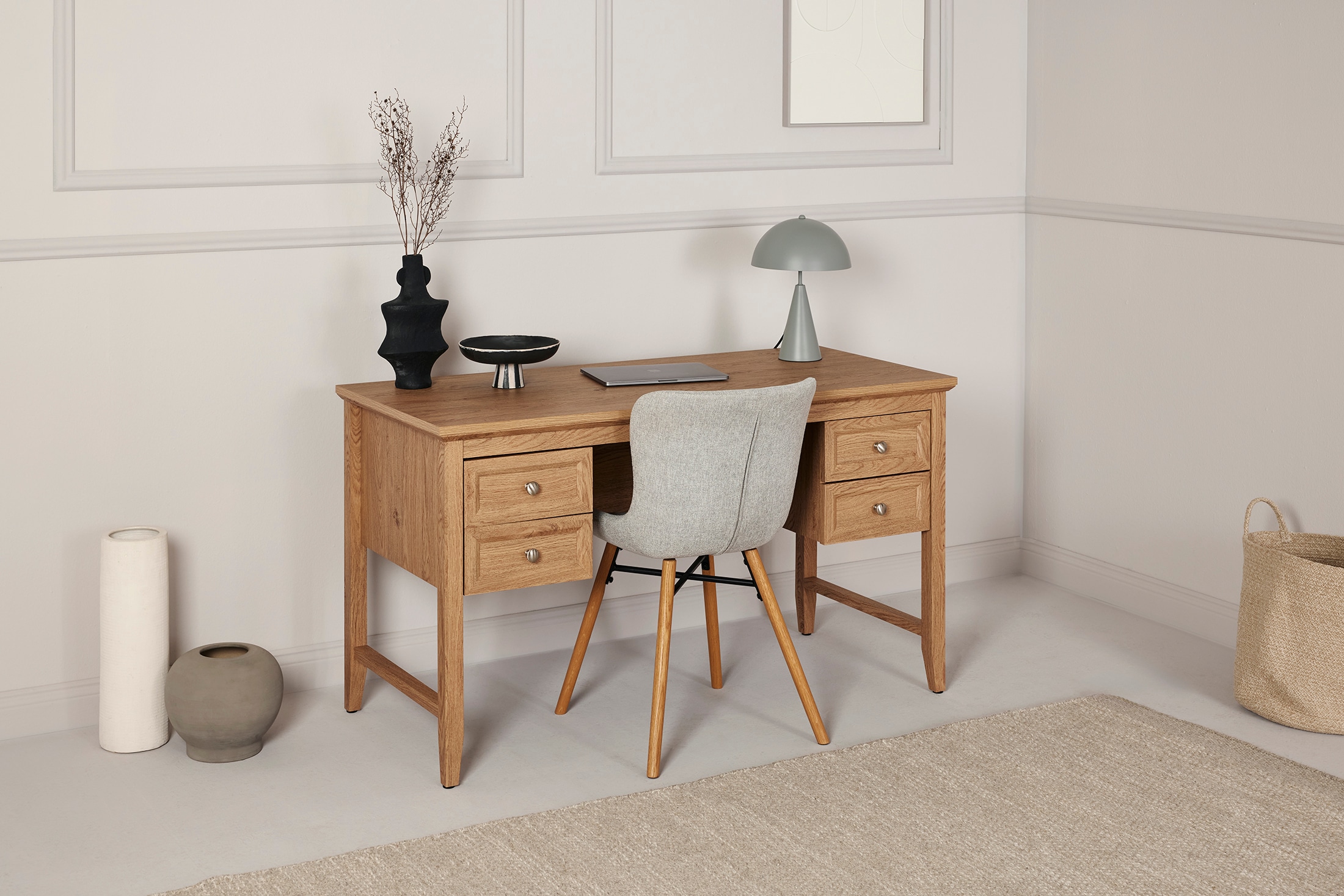 Jahnke Schreibtisch »CLASSIC D 130«, (1 St.), Schreibtisch, 4 Schubladen, Breite 130 cm