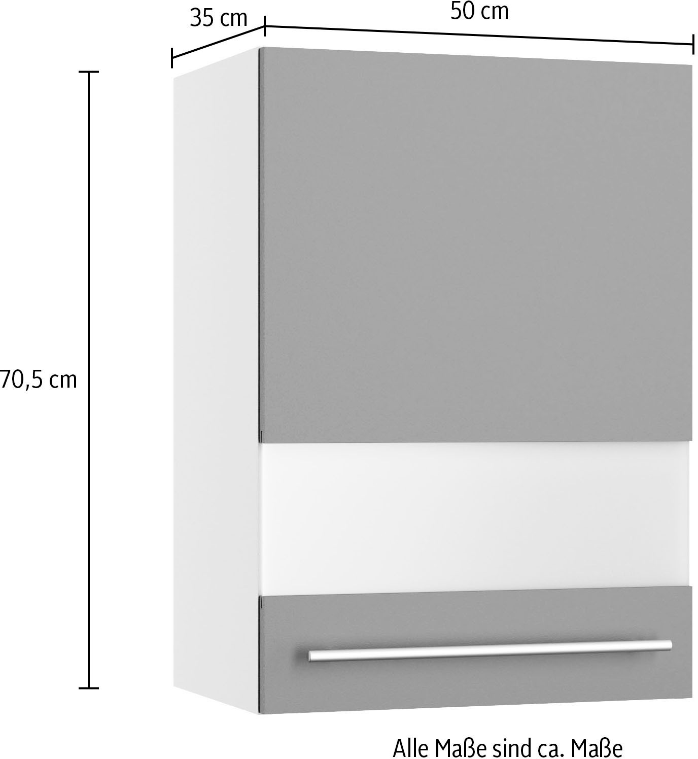 OPTIFIT Hängeschrank »Bern2«, Breite 50 cm, 1 Tür, 2 Einlegeböden, Front mit Milchglas-Einsatz