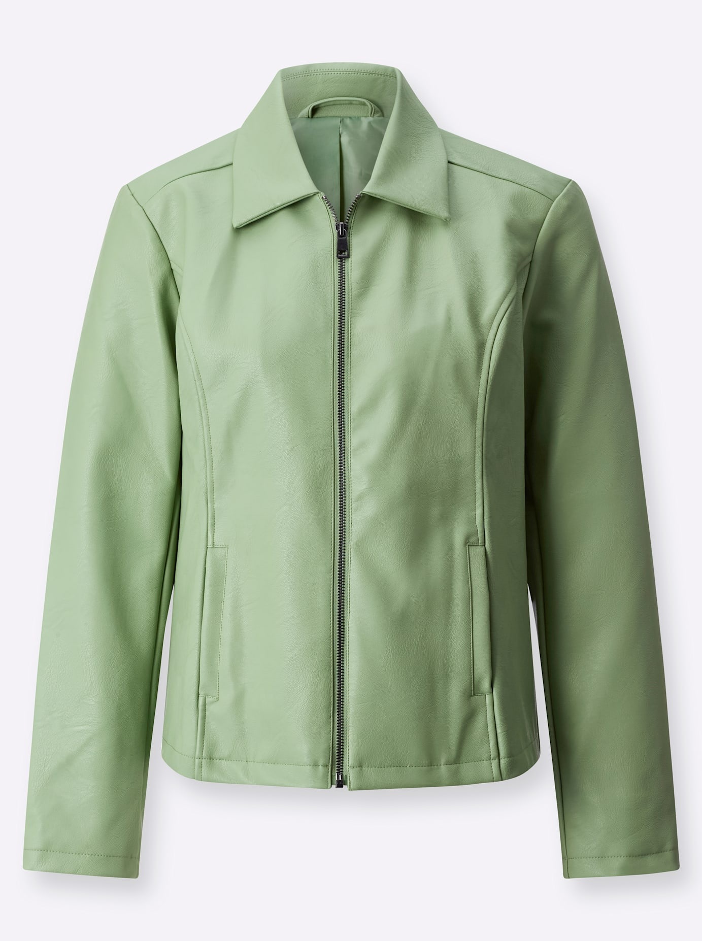 Lederimitatjacke CLASSIC BASICS, Damen, Gr. 46, grün (eucalyptus), 100% Viskose, unifarben, Jacken 3