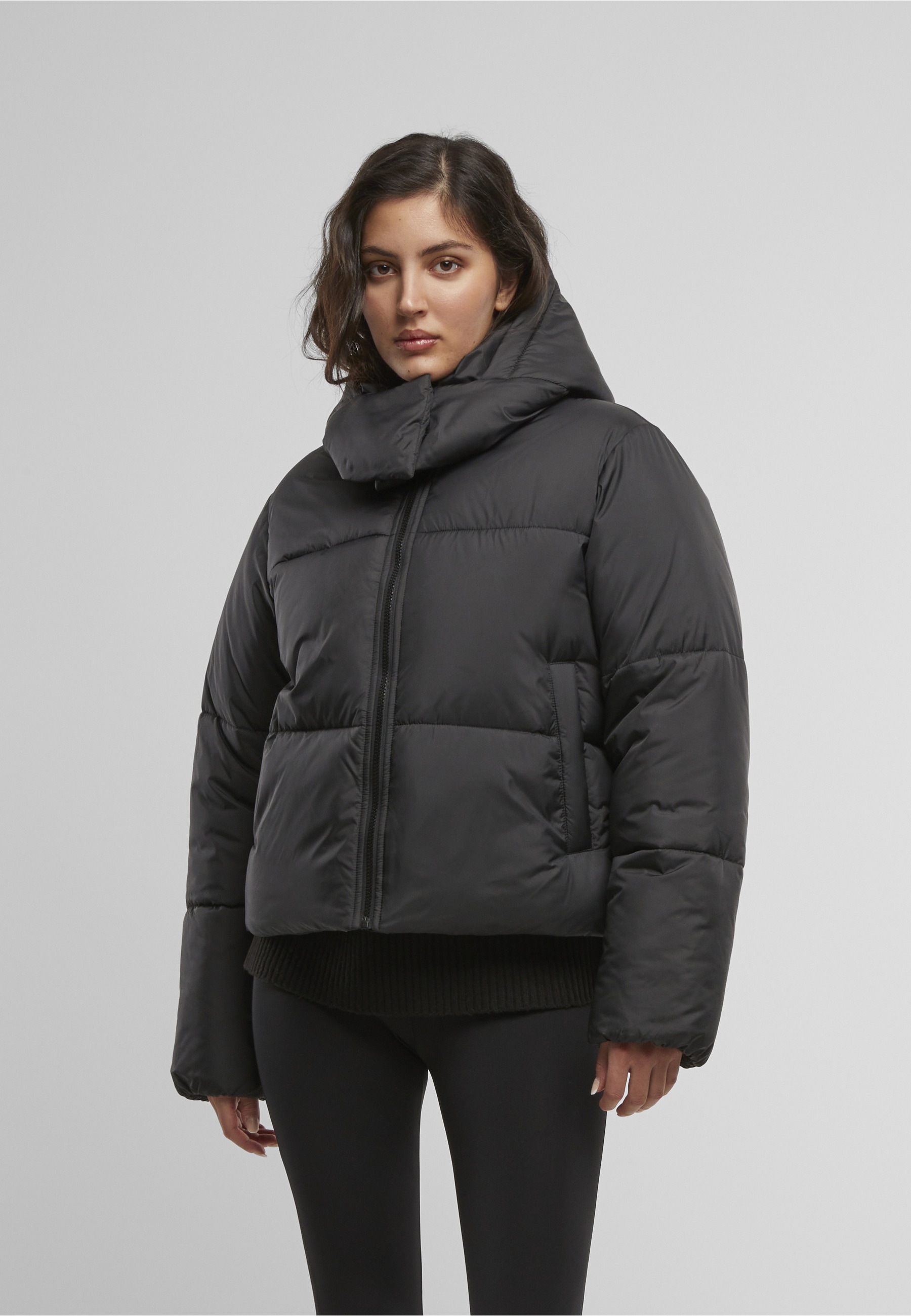URBAN CLASSICS Winterjacke »Urban Classics Ladies Hooded Collar Puffer Jacket« 1 Stk. tlg. mit Kapuze