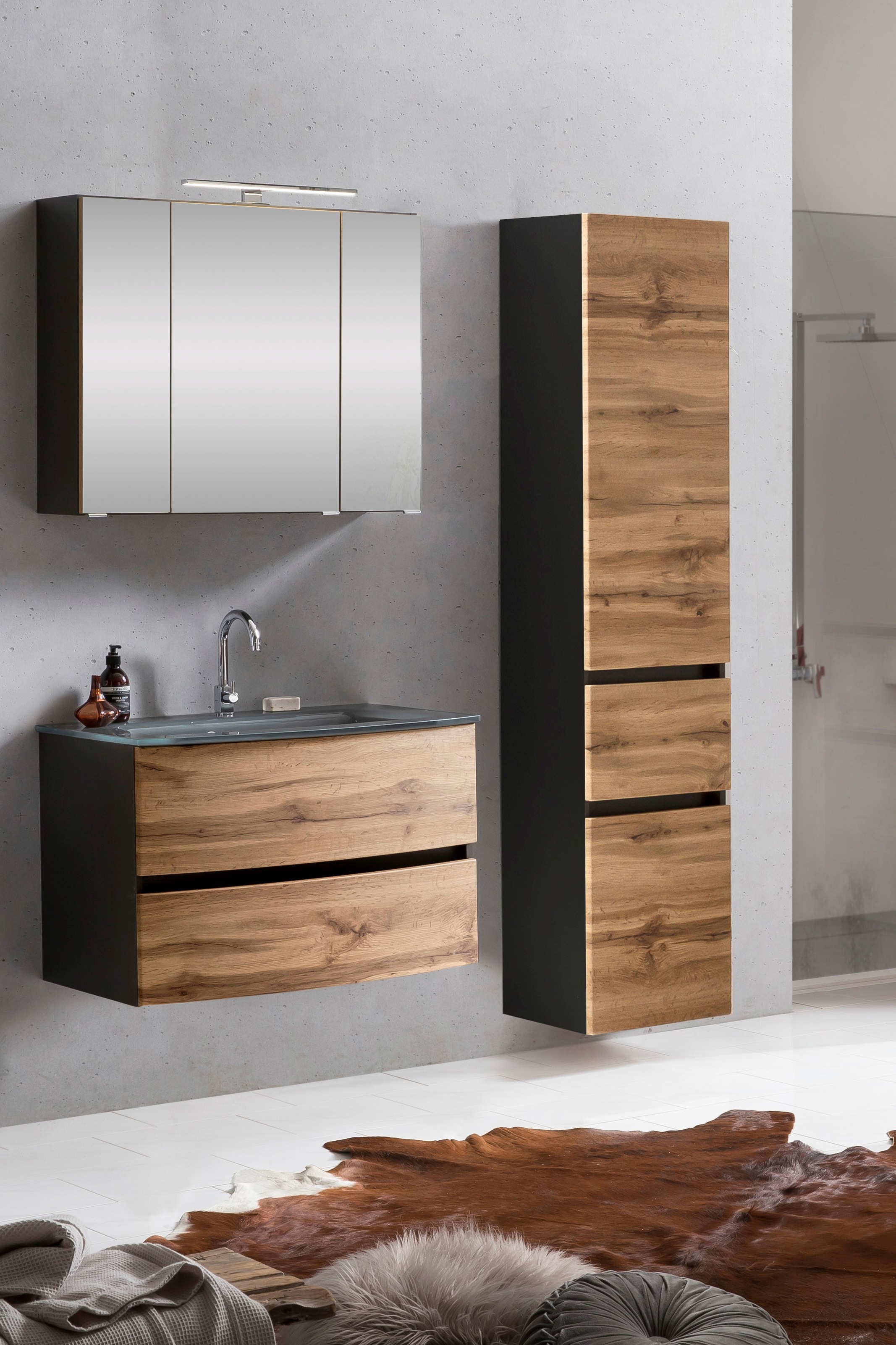 welltime Badezimmer-Set "Kaunas" Set, 3 Stk. tlg. bestehend aus Waschtisch- günstig online kaufen