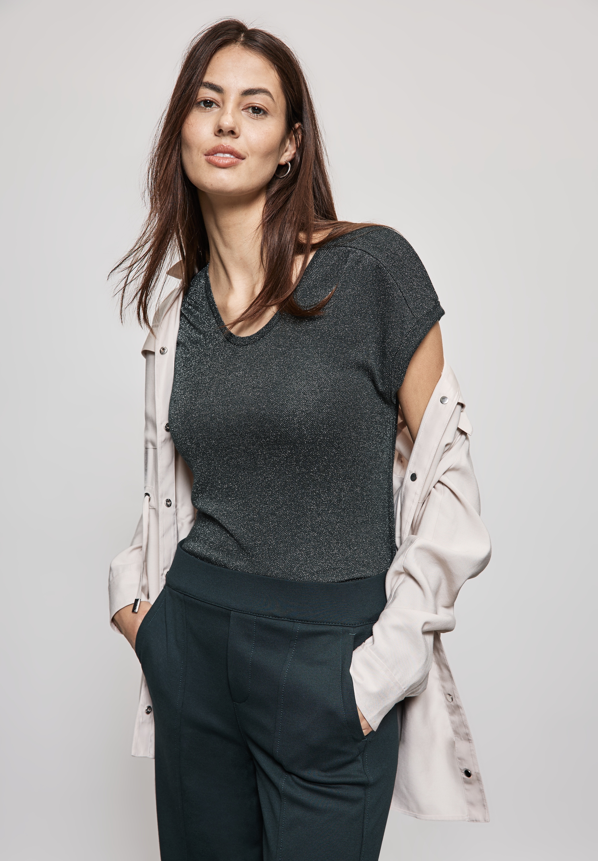 STREET ONE Shirttop, im Glanz-Look