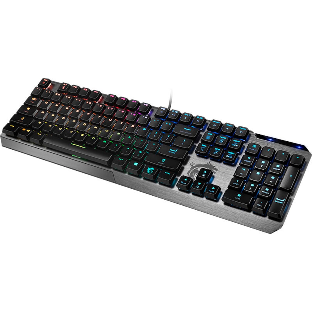 MSI Gaming-Tastatur »VIGOR GK50 LOW PROFILE«, (Fn-Tasten-Multimedia-Tasten-Ziffernblock-ergonomische Form-LCD-Anzeige)