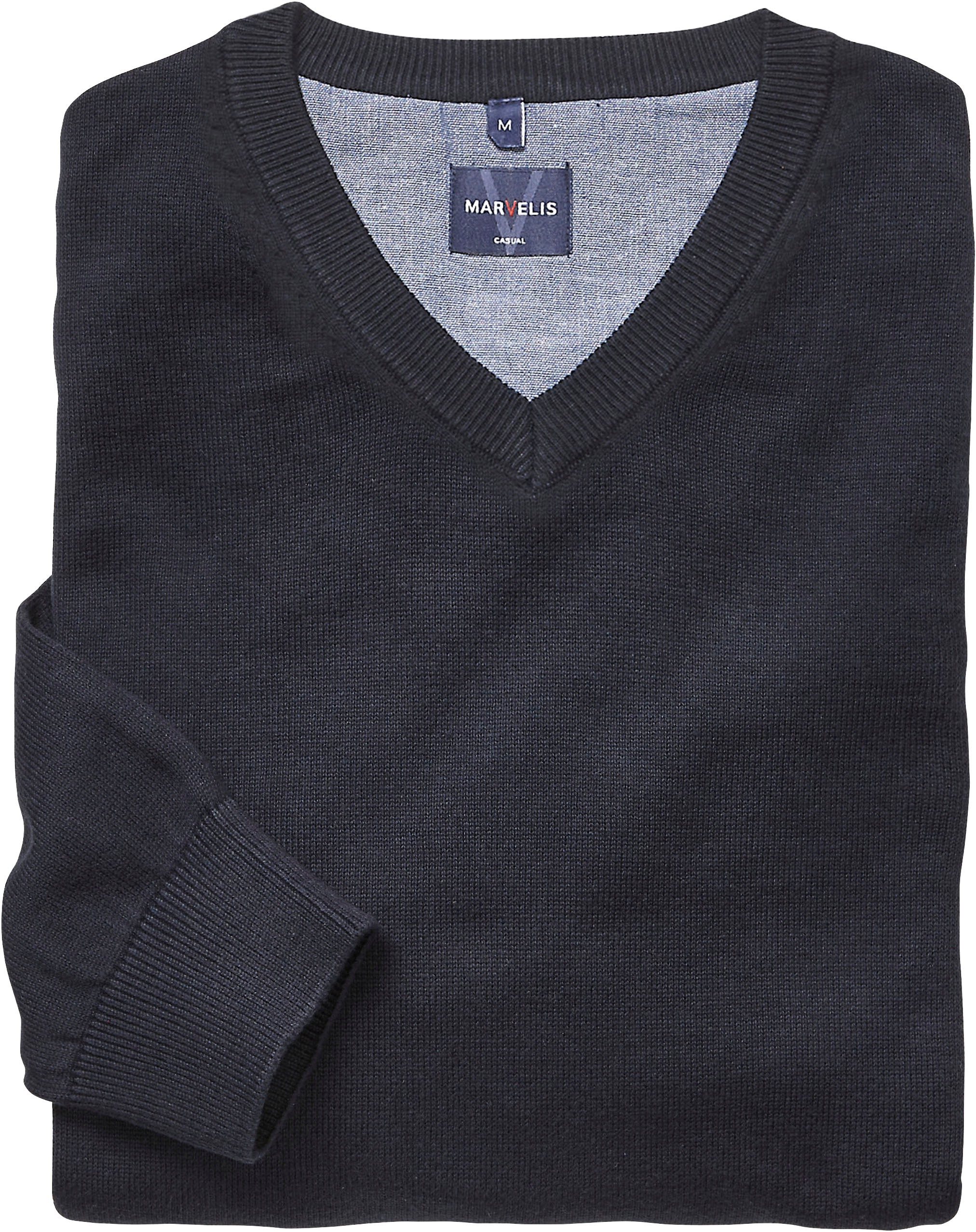 MARVELIS Strickpullover V-Ausschnitt, regular fit, Baumwolle
