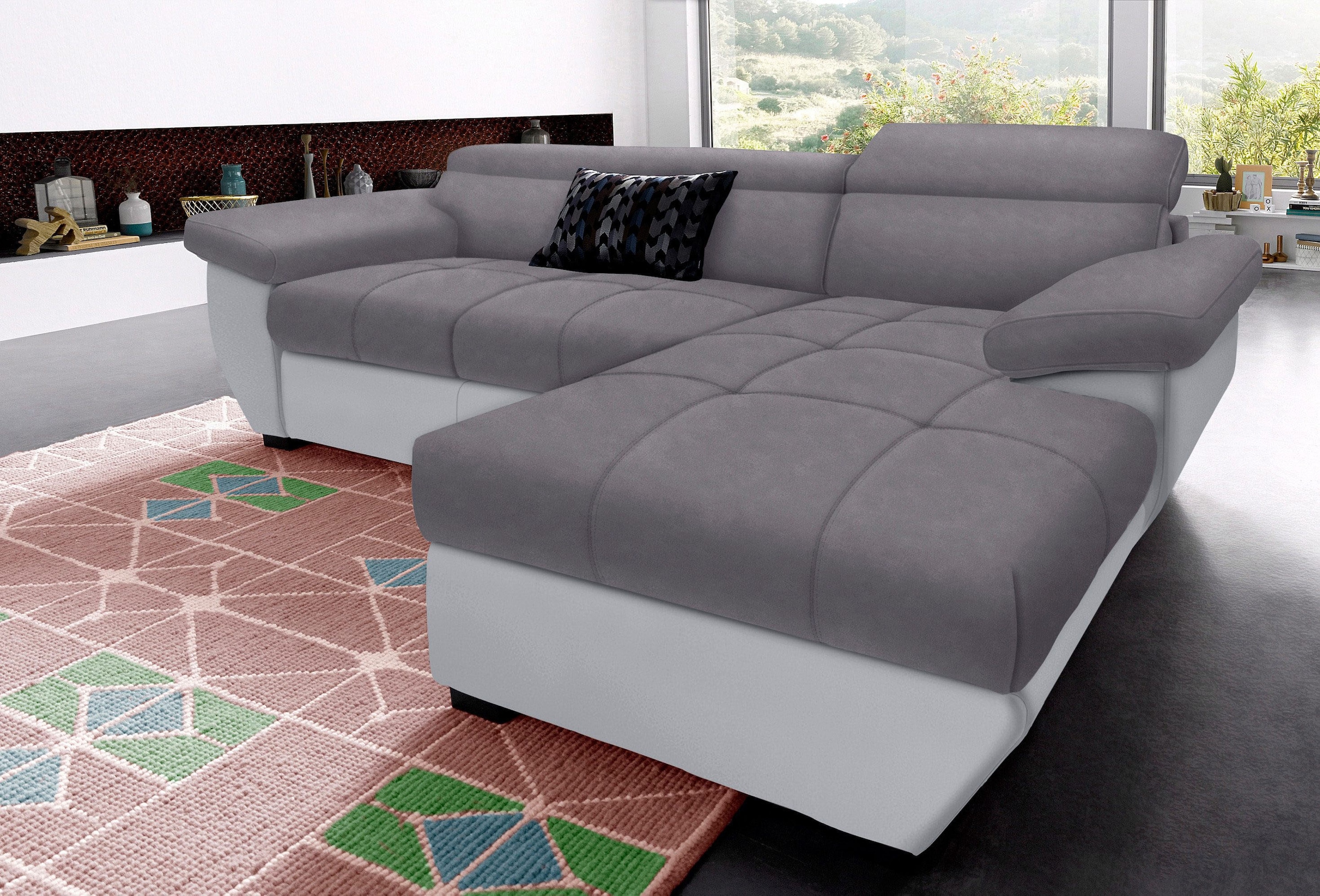 COTTA Ecksofa "Speedway L-Form" mit Kopfteilverstellung, wahlweise mit Schlaffunktion & Bettkasten