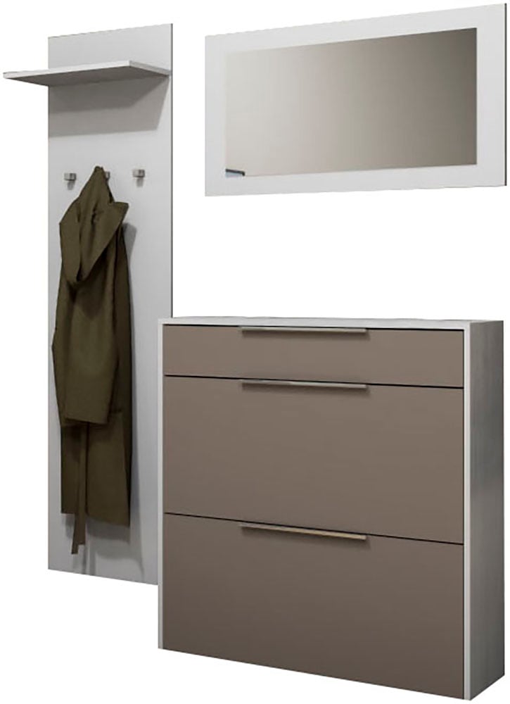 borchardt Möbel Garderoben-Set "Oliva, Hängeschuhschrank, Spiegel, Garderobenpaneel" 3 Stk. tlg.