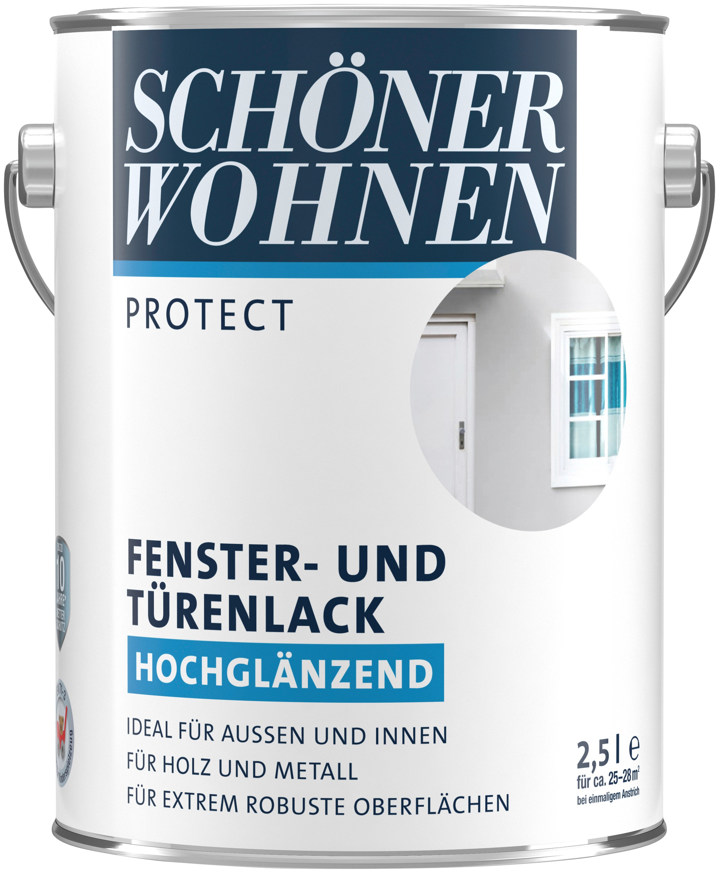 SCHÖNER WOHNEN FARBE Lack »Protect Fenster- und Türenlack«, 2,5 Liter, weiß,...