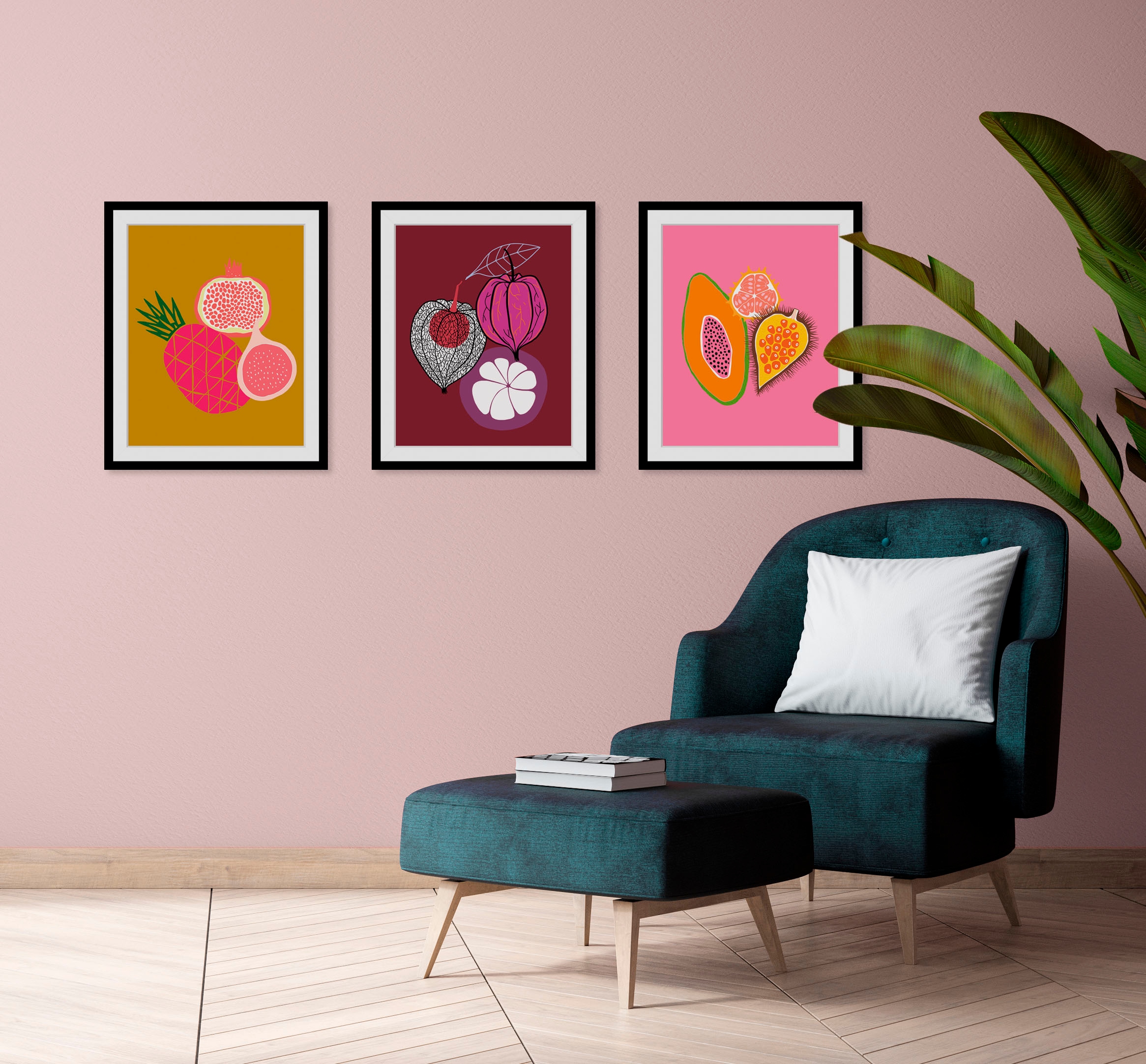 queence Bild "Merlin" Essen Figuren Kunst Lebensmittel Obst Obst Bilder 1 Stk. tlg. HD Premium Poster-Druck inkl. Holzrahmen