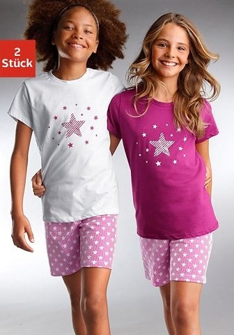 petite fleur by Lascana Pyjama 4 tlg. kurzer Schlafanzug mit Sternendruck, aus Baumwolle