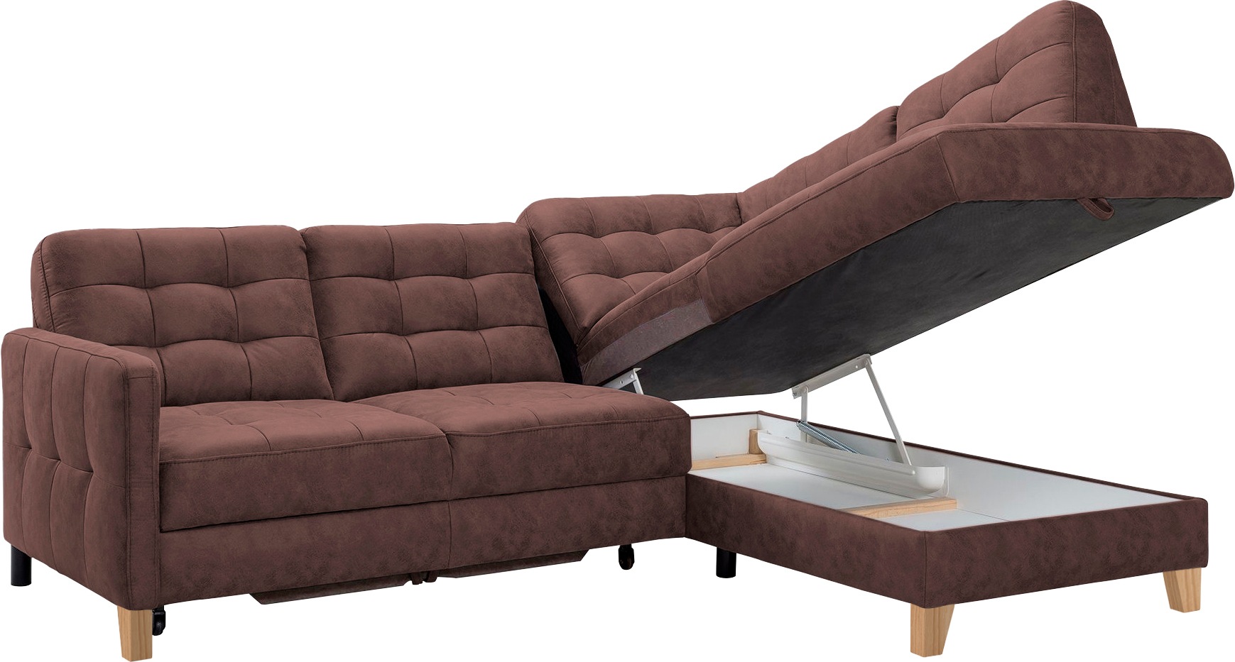 exxpo - sofa fashion Ecksofa »Elio, kompakt und komfortabel, bequem, zeitloses Design, L-Form«, wahlweise mit Bettfunktion und Bettkasten