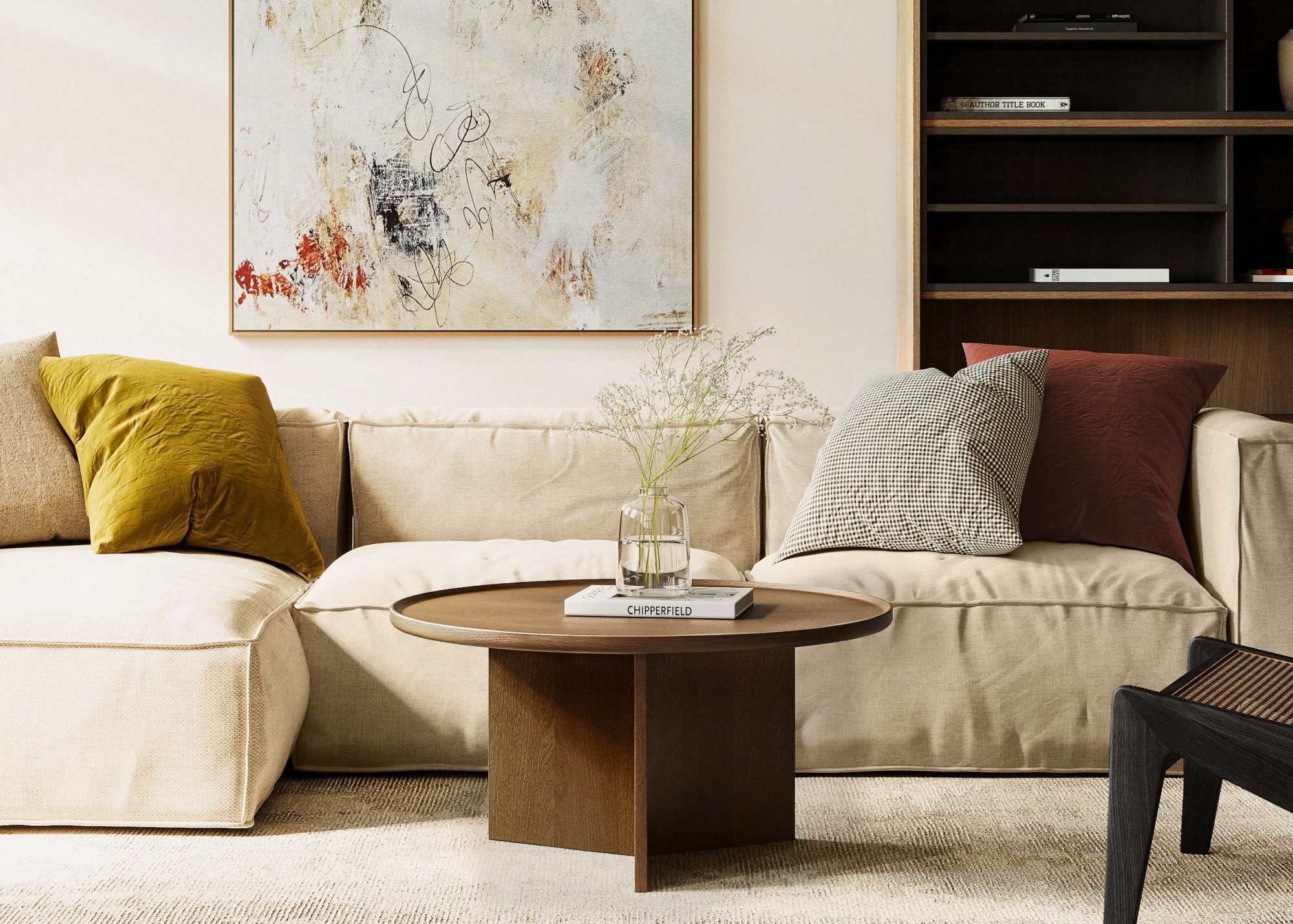 Couchtisch WOODMANwalnuss, Wohnzimmer, Tische, "Cala", Breite 83 cm, rund, Tischplatte aus massiver Eiche, FSC zertifiziert