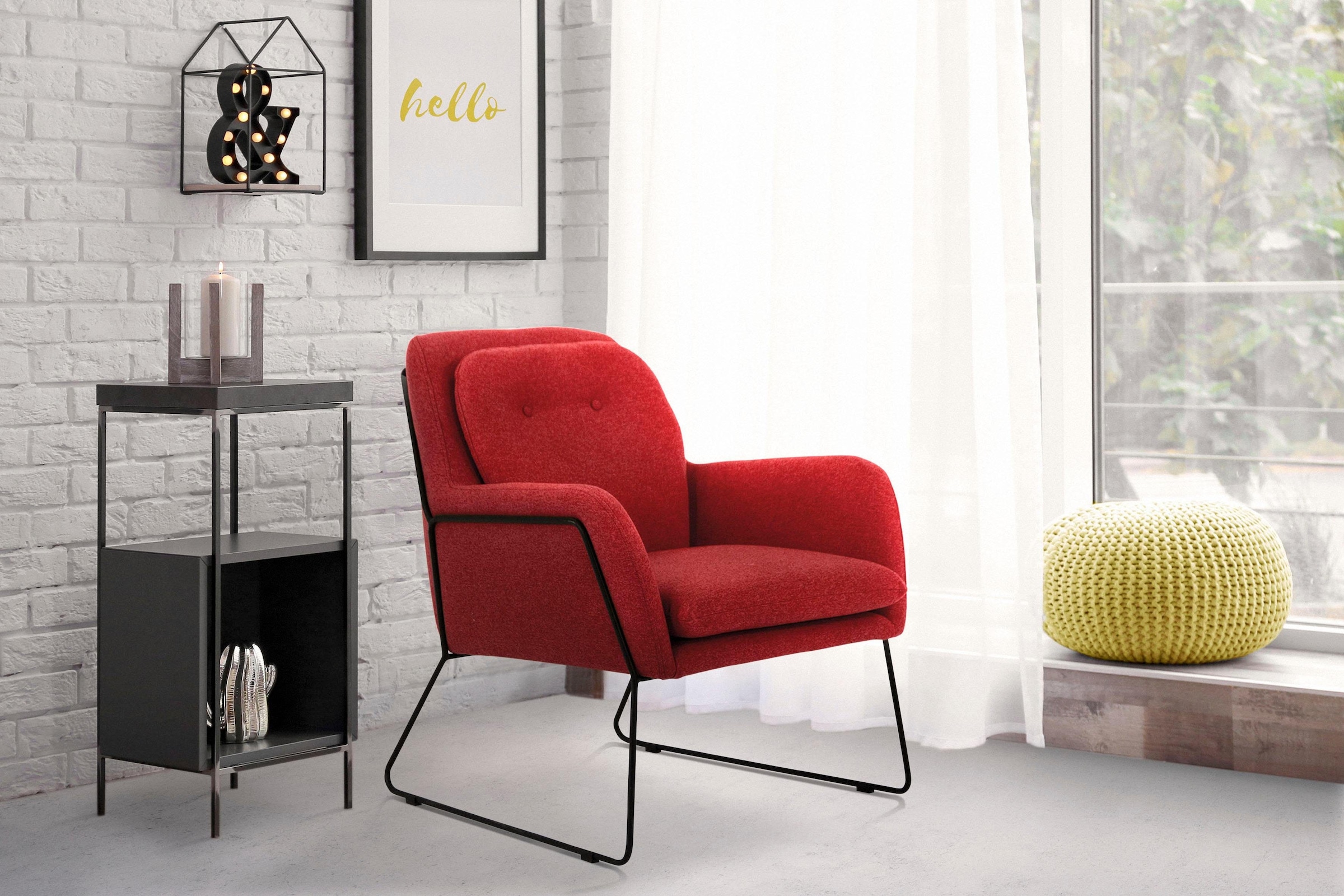 Home affaire Sessel "Flin Cocktailsesel" mit Knöpfen und Kissenoptik im Rüc günstig online kaufen