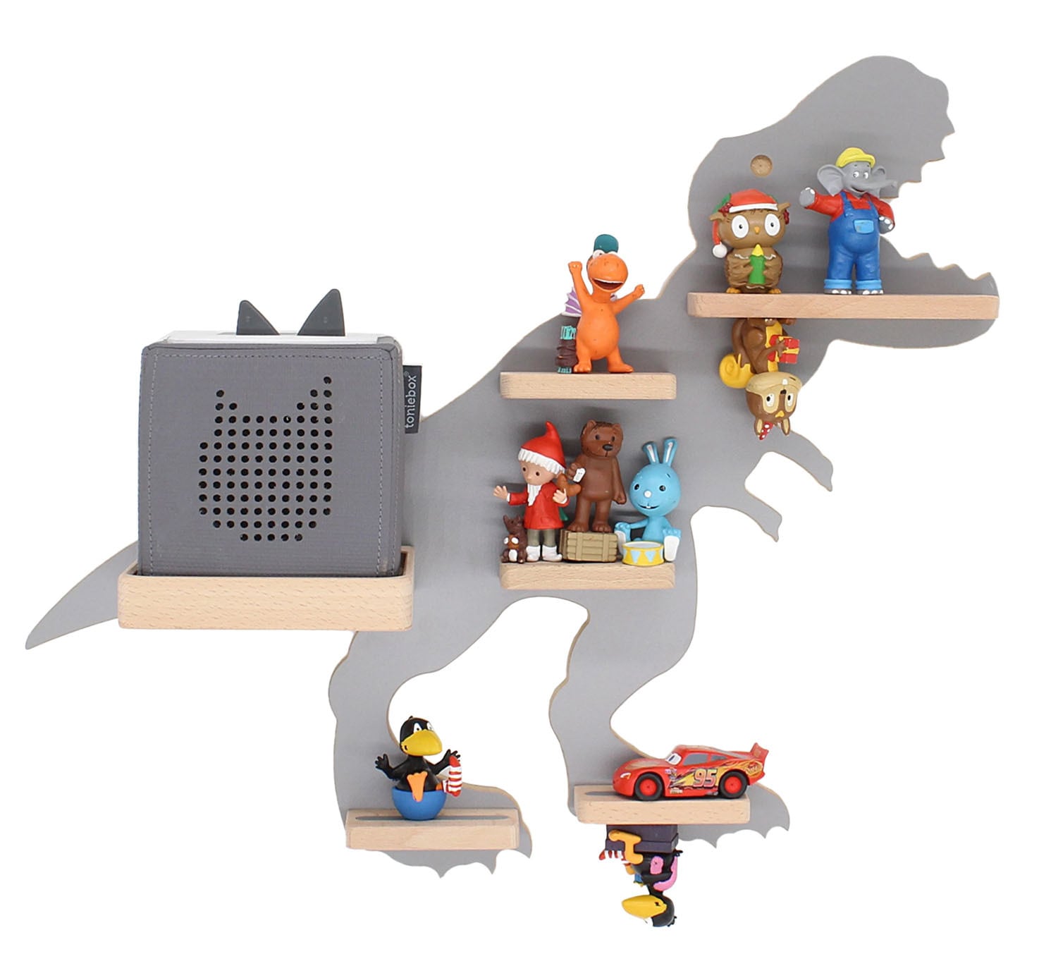 Wandregal BOARTIgrau, Wohnzimmer, Regale, "Regal Dinosaurier Kinder Toniebox Tonies Figuren"
