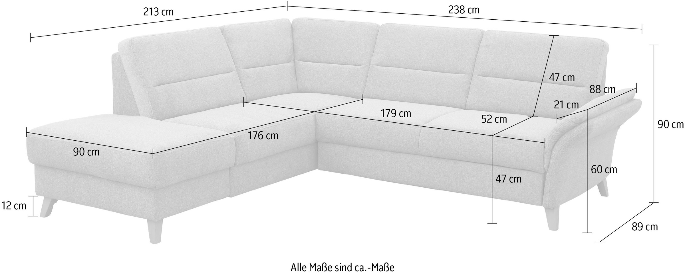 Home affaire Ecksofa »Westerland L-Form«, Federkern-Polsterung, wahlweise mit Bettfunktion, Bettkasten