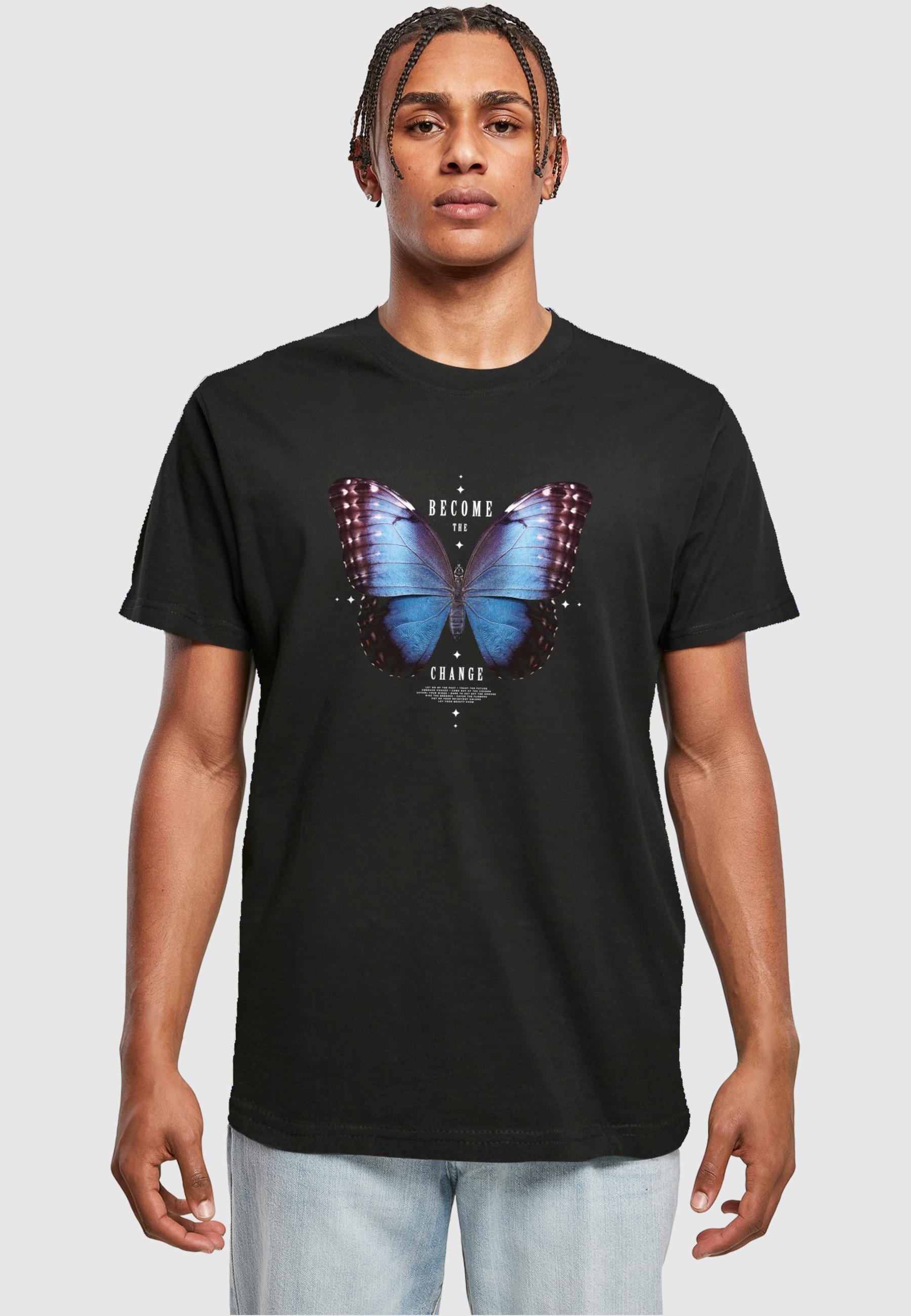 MisterTee T-Shirt »MisterTee Herren Become the Change Butterfly Tee«, (1 tlg.)