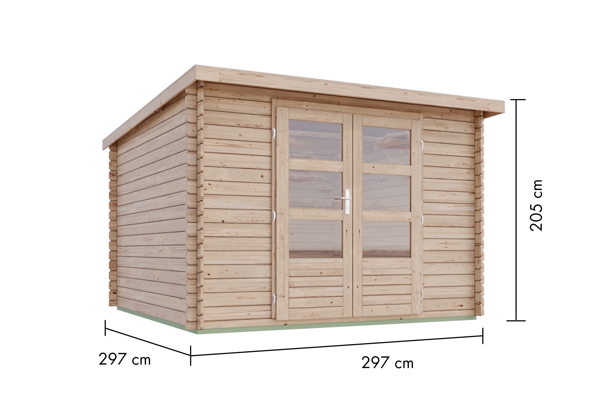 Karibu Gartenhaus »"Remus" Pultdach 2,97x2,97m solo naturbelassen«, Gartenhaus aus hochwertiger nordischer Fichte