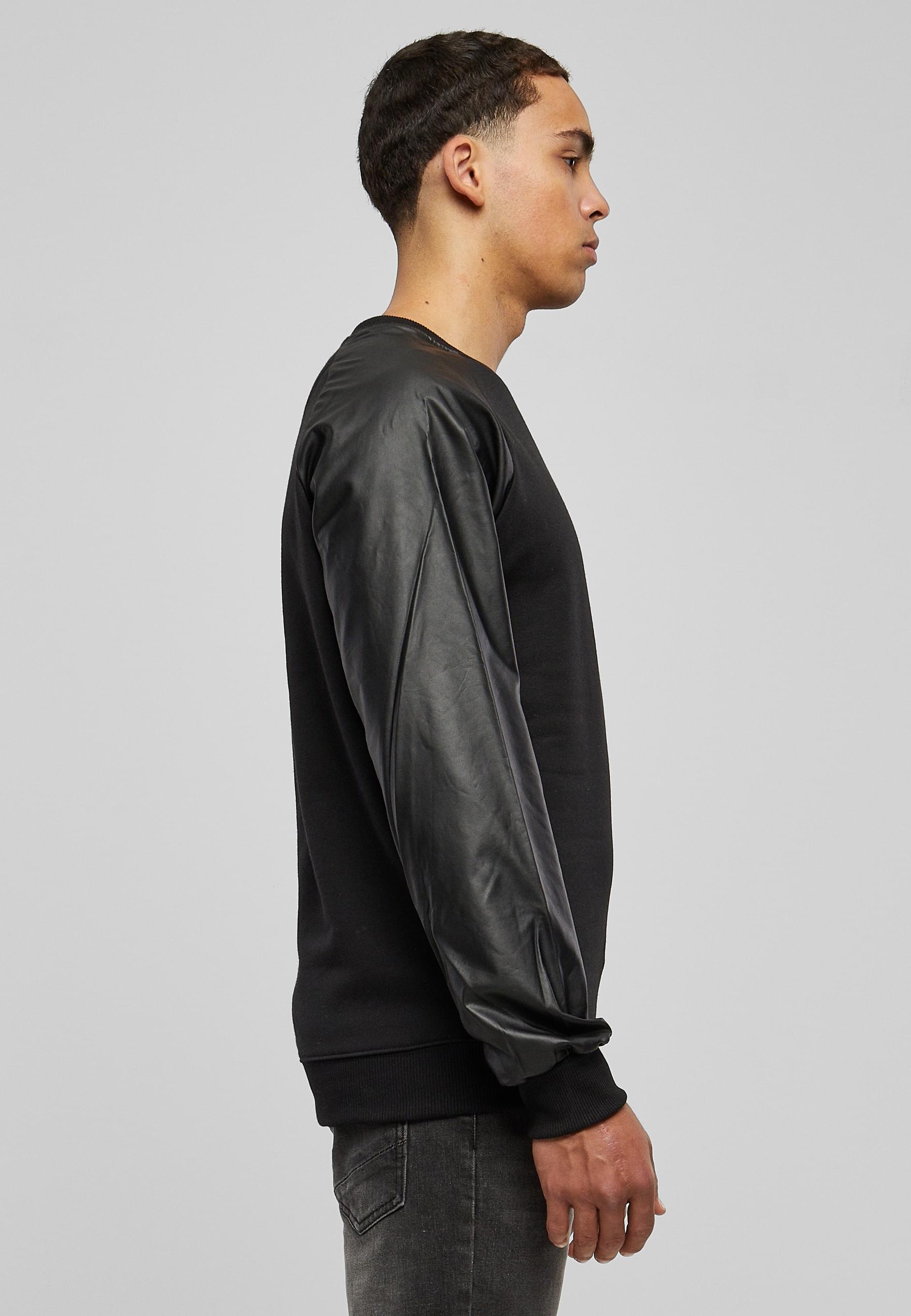 URBAN CLASSICS Rundhalspullover »Urban Classics Herren Raglan Leather Imitation Crew«, (1 tlg.)