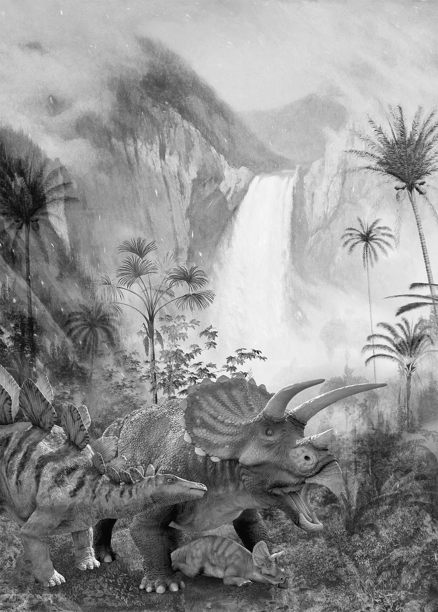 Komar Vliestapete "Jurassic Waterfall", 200x280 cm (Breite x Höhe)