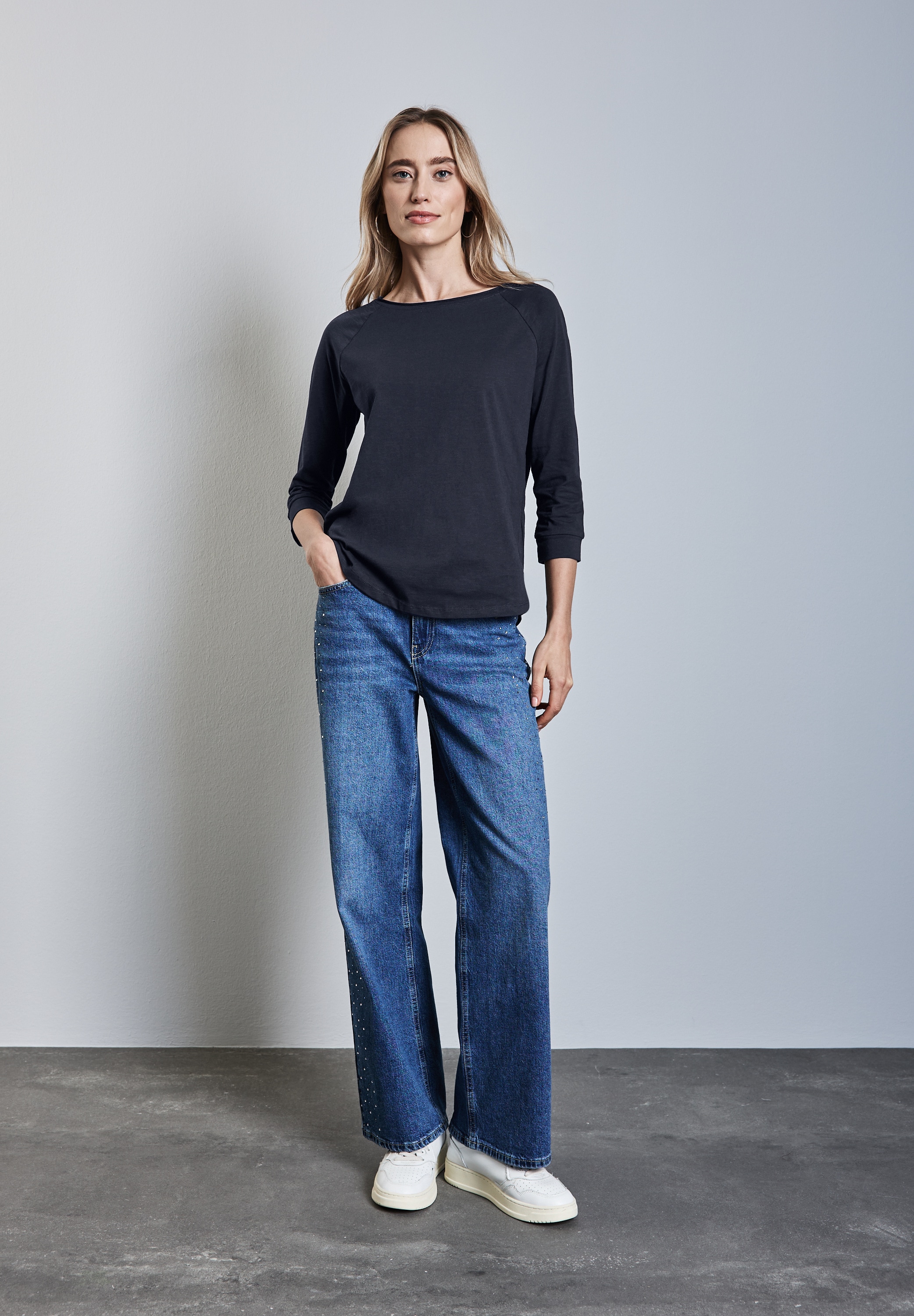 STREET ONE 3/4-Arm-Shirt, aus reiner Baumwolle