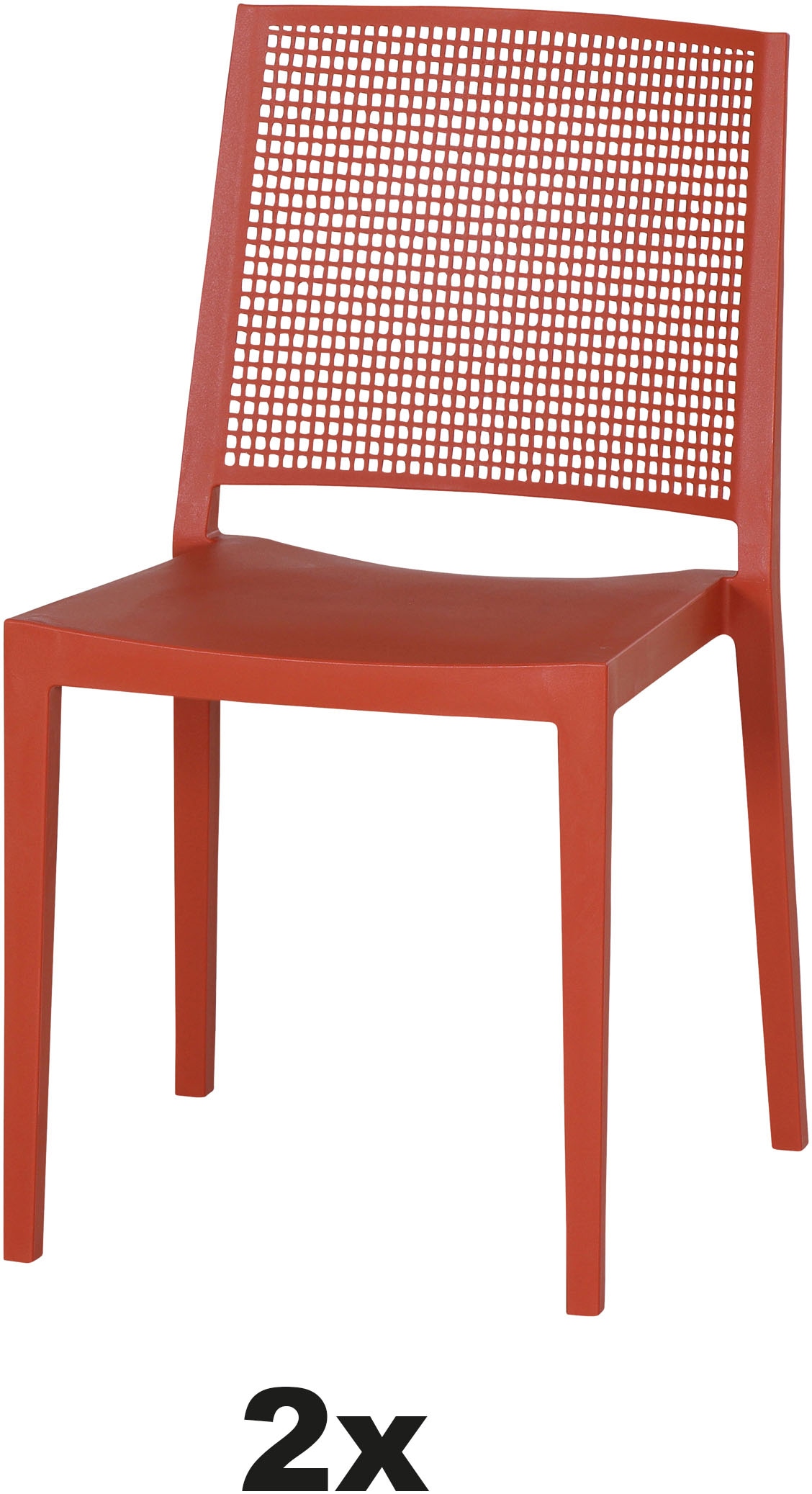 Siena Garden Gartensessel »Square 2er Set Stapelstuhl brick« Set, 2 Stk. tlg. Gestell, Polypropylen/Glasfaser