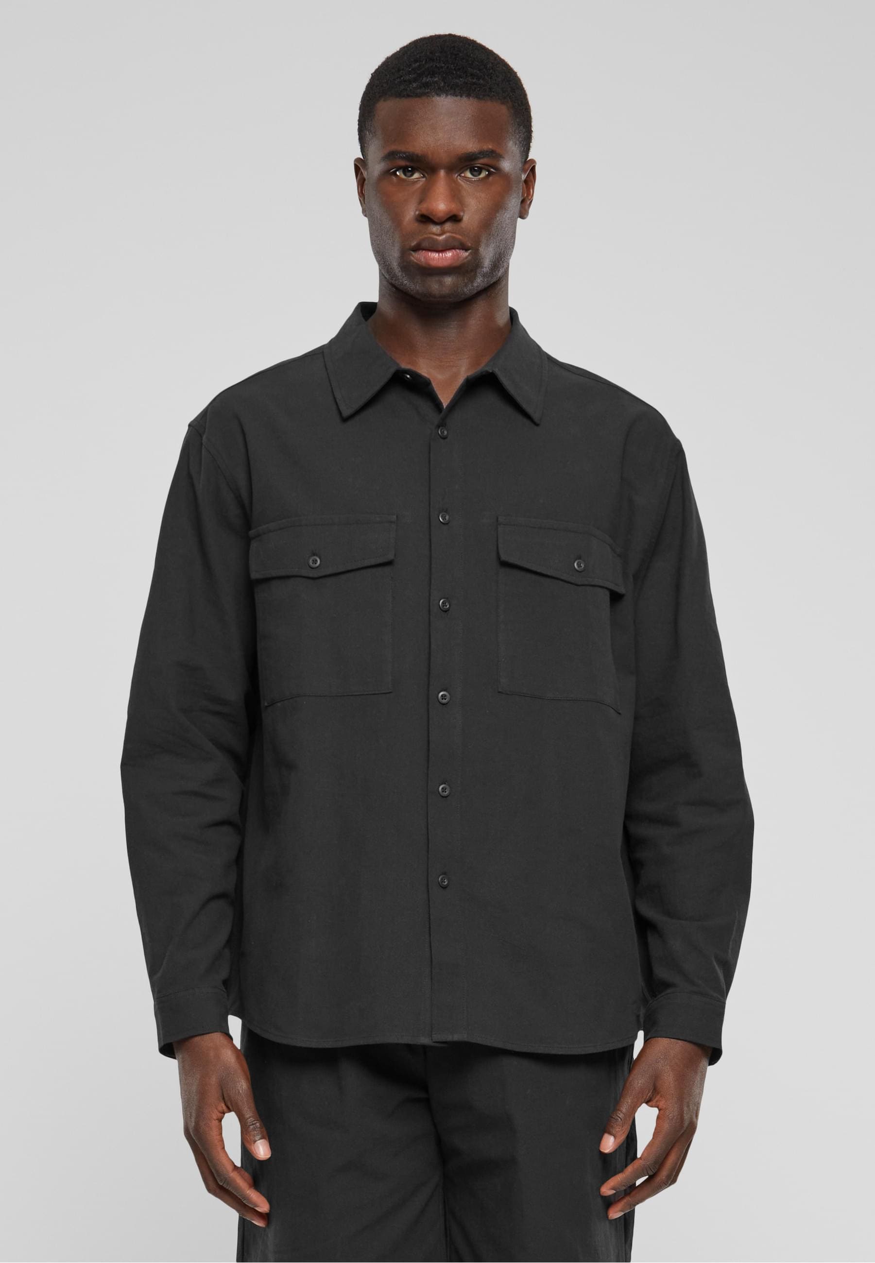 URBAN CLASSICS Langarmhemd »Urban Classics Herren Basic Crepe Shirt«, (1 tlg.)