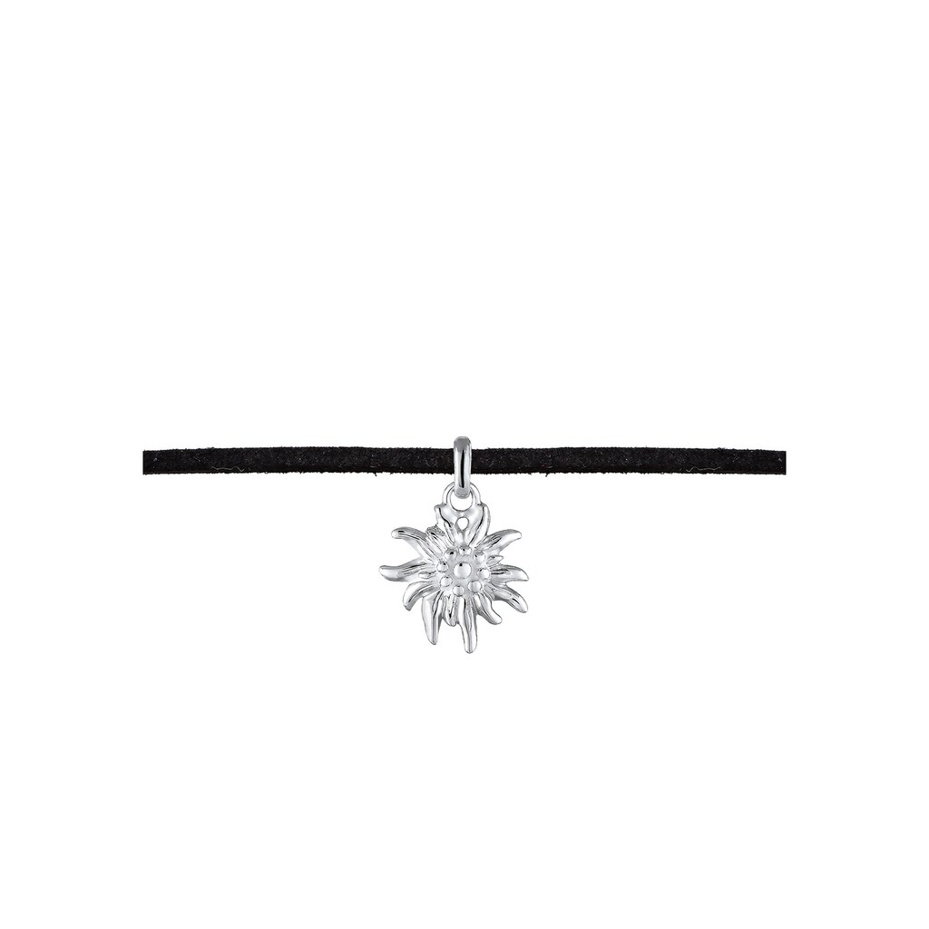 Elli Collier »Choker Tracht Edelweiss Textil Schwarz 925 Silber«