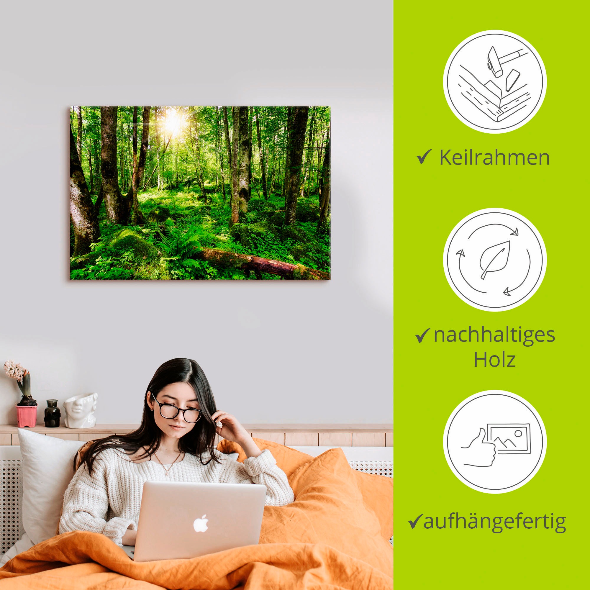 Artland Wandbild »Wald«, Wald, (1 St.), als Leinwandbild, Poster, Wandaufkleber in verschied. Größen