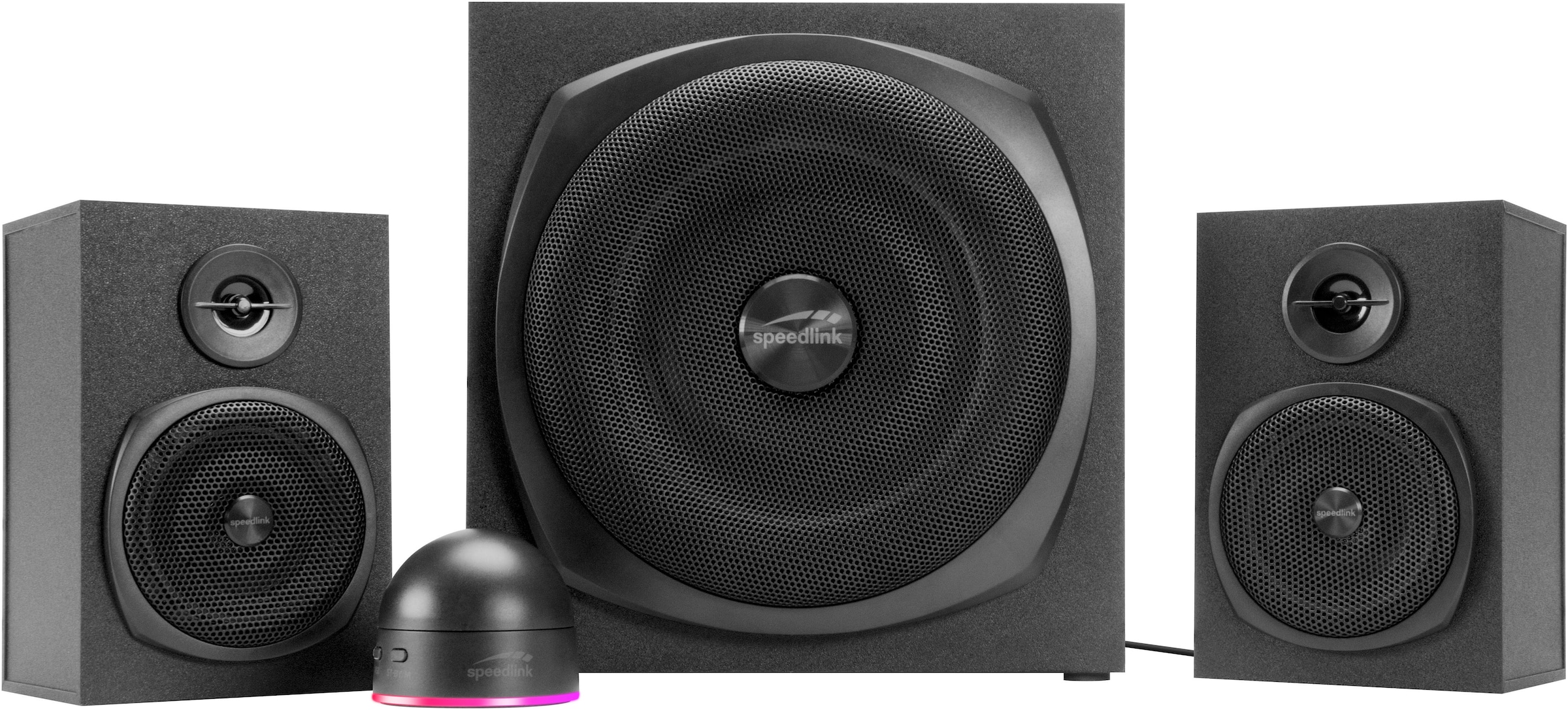 Speedlink 2.1 Soundsystem »GRAVITY LT 2.1 Subwoofer System PC Lautsprecher«, Tischfernbedienung, Bluetooth Verbindung zum Smartphone, Tablet, etc.