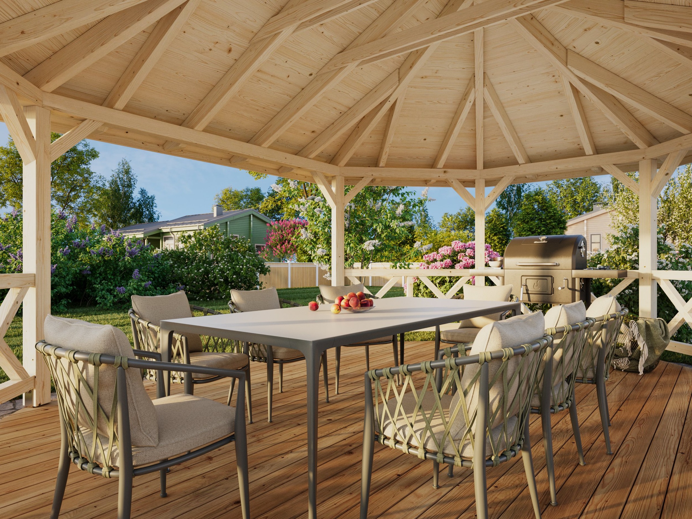 Holzpavillon PALMAKO "Betty", weiß, neutral, B/H/T: 551cm x 362cm x 700cm, Pavillons, BxTxH: 551x700x362 cm 2