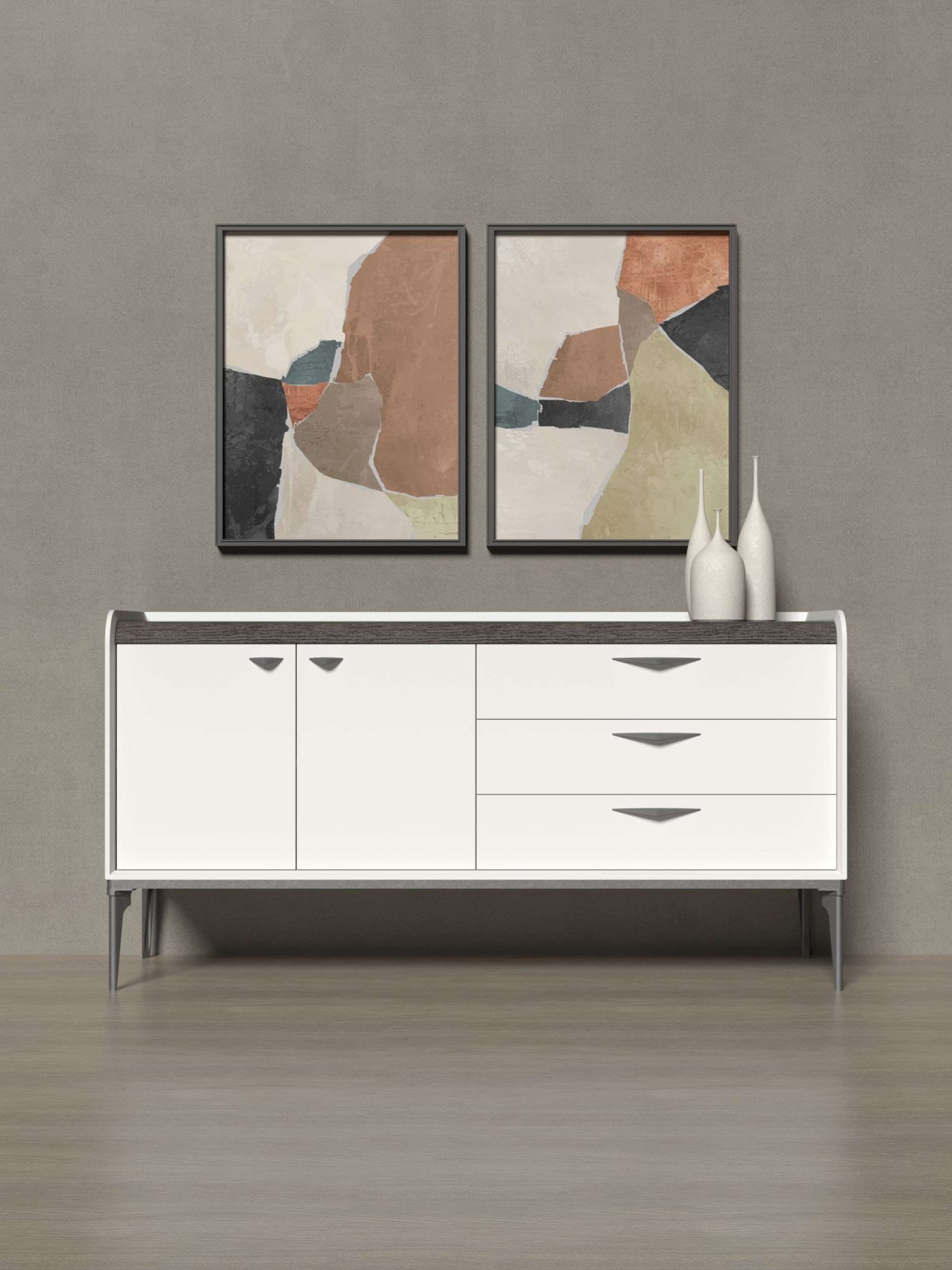 OTTO home Kommode "Soffy Kombikommode, Sideboard, Schubladenkommode" UV lackiert, Soft Close Funktion, Metallgestell in Anthrazit Dekor