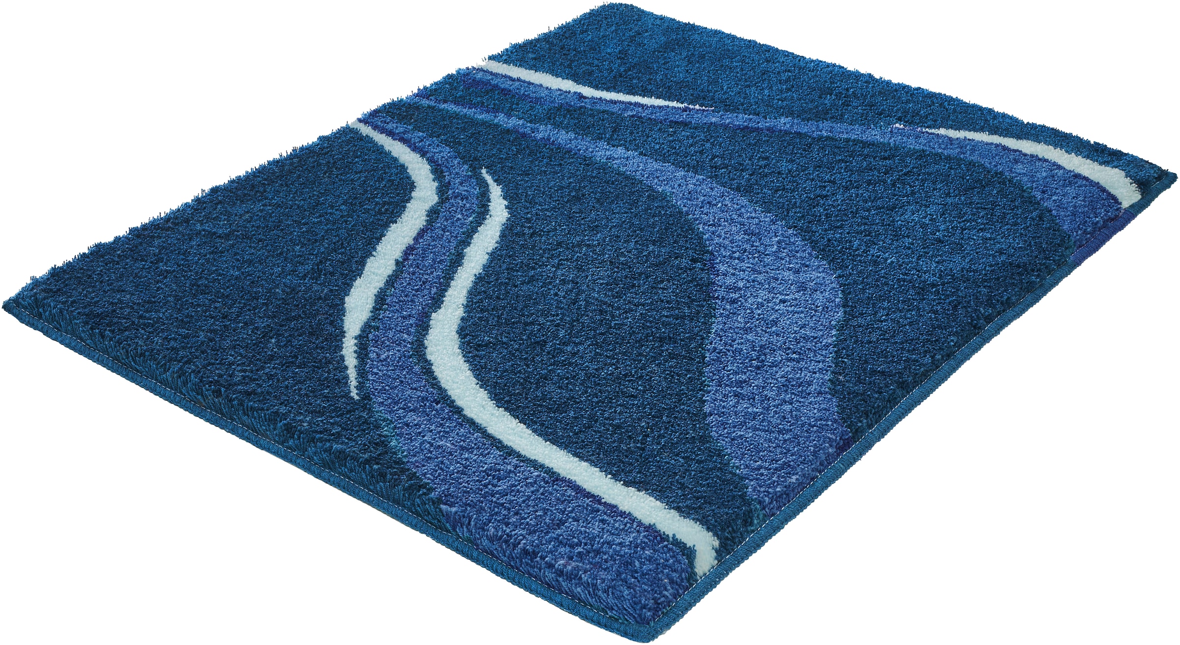 Kleine Wolke ""Vento", Badvorleger, Badezimmer Teppich" Höhe 20 mm rutschhemmend beschichtet fußbodenheizungsgeeignet Badteppich, modernes Welledesign, besonders weich