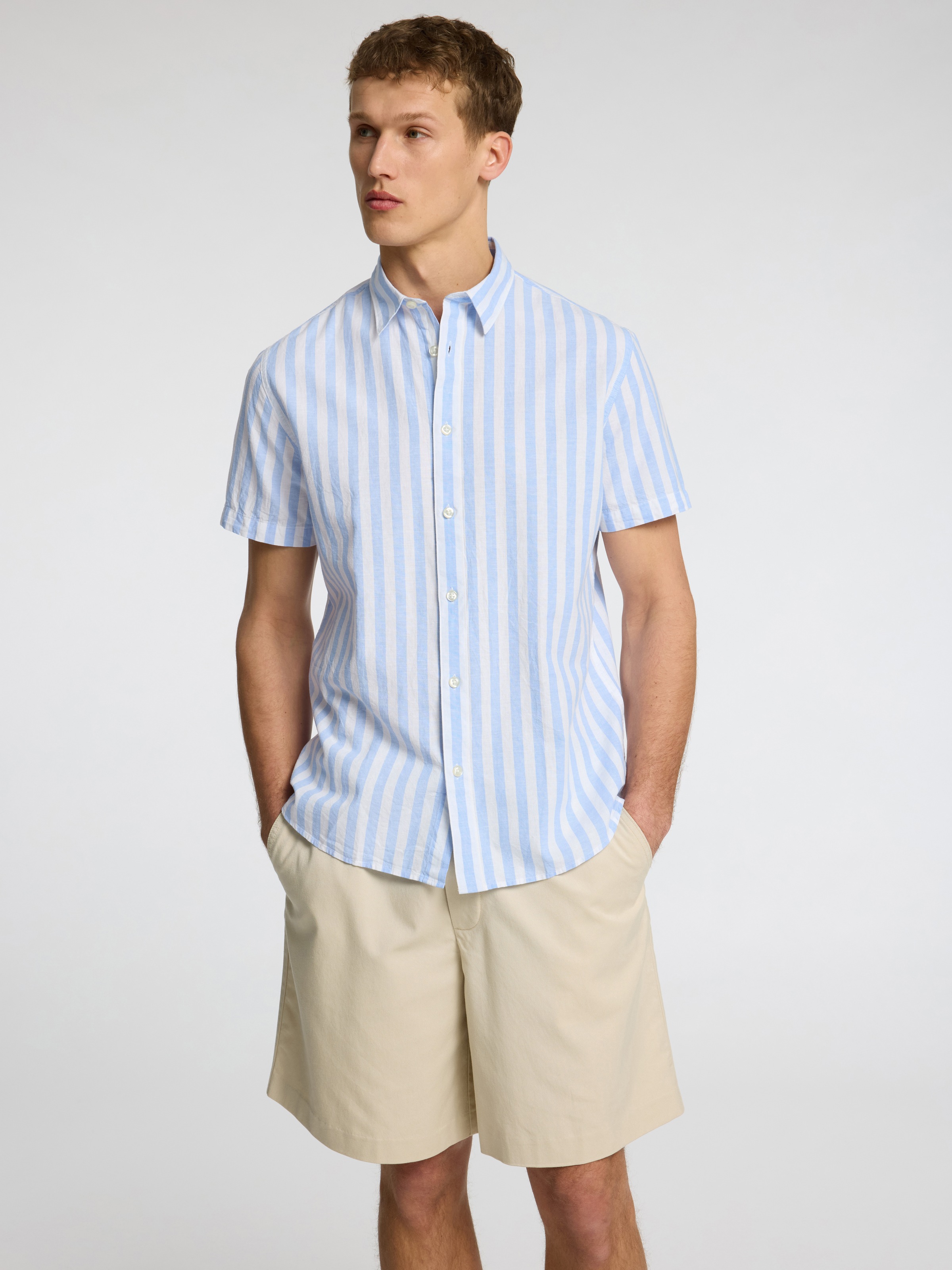 SELECTED HOMME Kurzarmhemd "SLHREG-SUN SHIRT SS NOOS" mit Leinen günstig online kaufen