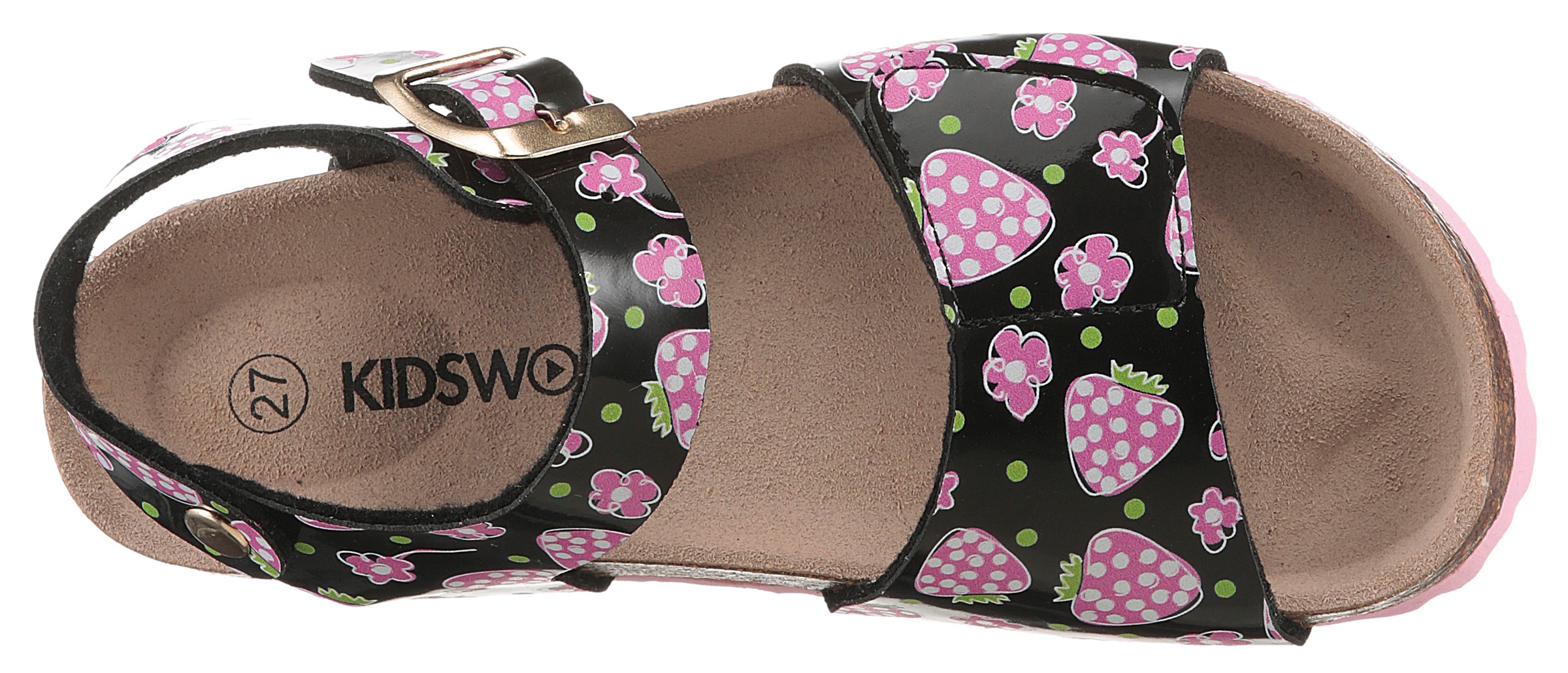 KIDSWORLD Riemchensandale, Sommerschuh, Sandalette, Strandschuh, Urlaubschuh mit Erdbeeren-Motiv
