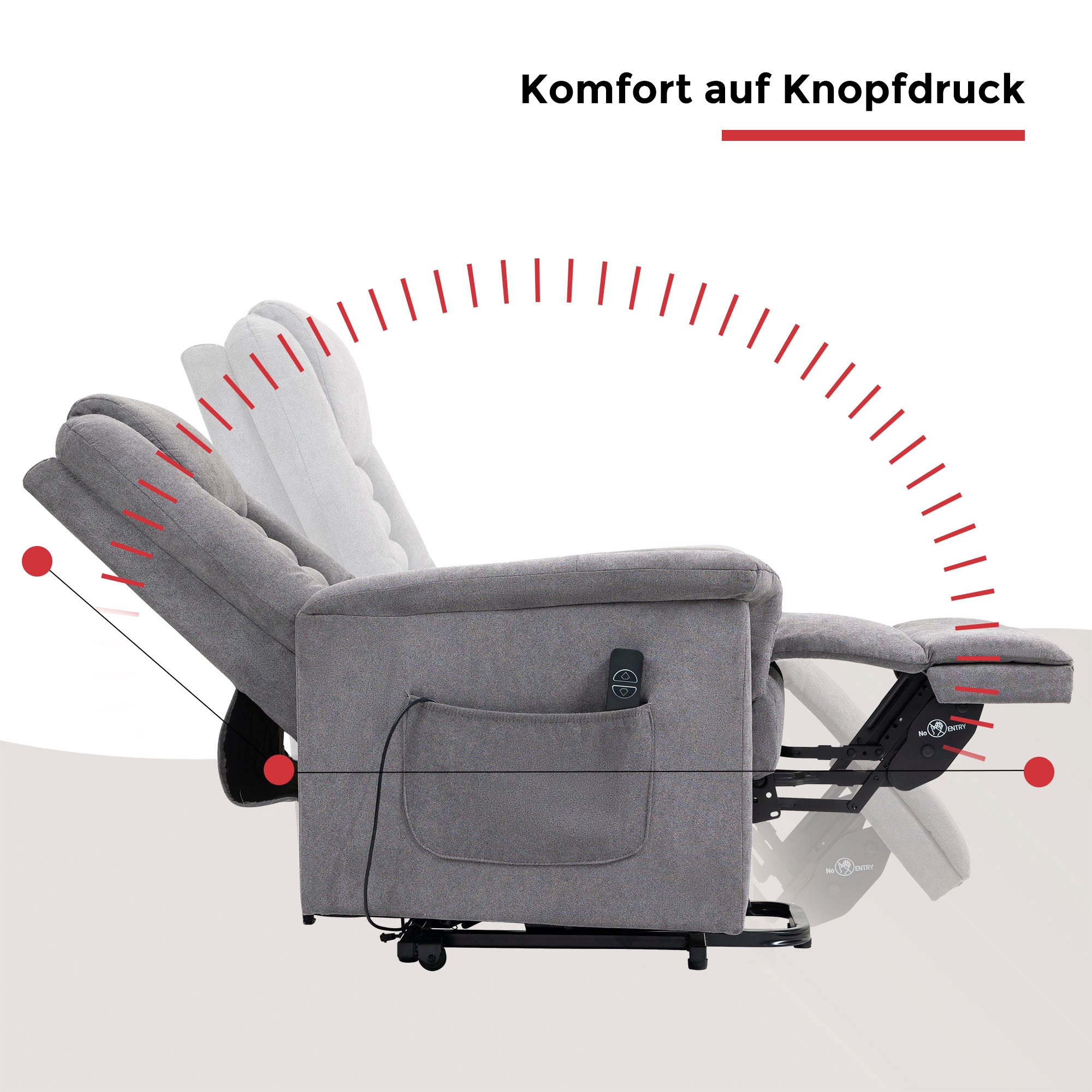 Duo Collection TV-Sessel »Granada mit elektrischer Aufstehhilfe« Relaxfunktion und Taschenfederkern mit Stahlwellenunterfederung